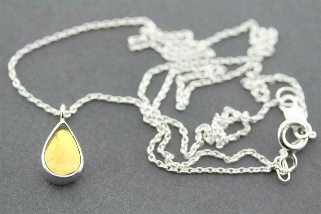 Natural Baltic Amber Teardrop Silver Pendant Necklace - Handcrafted Jewelry for Women, Gift for Her - Perfect for Everyday Wear & Special Occasions