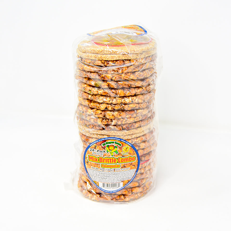 El Leon Mixed Peanut & Sesame Candy (24ct Box) - Perfect for Snacking, Gifts & Mexican Dessert Lovers