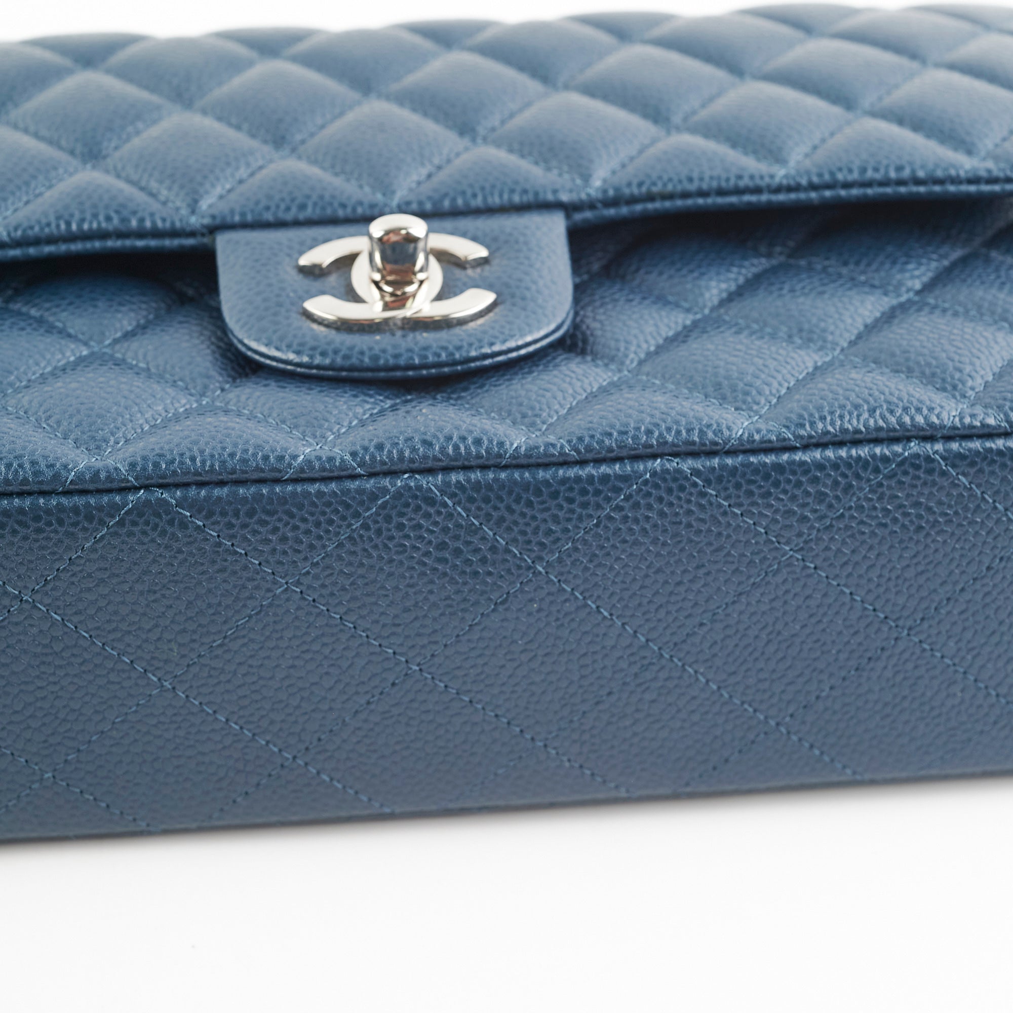 Chanel Medium/Large Double Classic Flap Bag in Navy Caviar Leather - Perfect for Work, Evening Events & Luxury Fashion Accessories