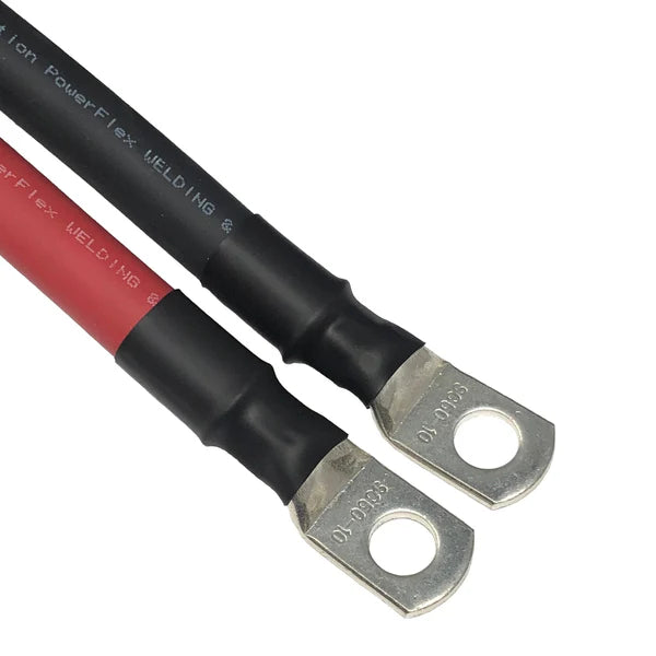 WindyNation 2/0 AWG Pure Copper Battery Cable - Black & Red Wire with Lug Connector Ring Terminals - Perfect for Marine, RV, Solar & Automotive Electrical Systems