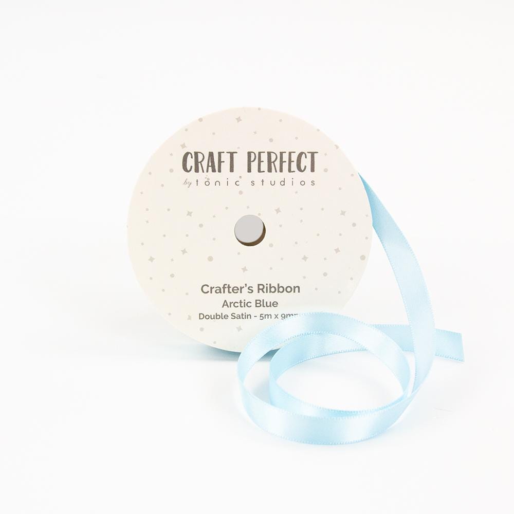 Double Face Satin Ribbon 9mm Arctic Blue - Premium Craft Ribbon for Gift Wrapping, DIY Projects, Hair Bows & Wedding Decorations