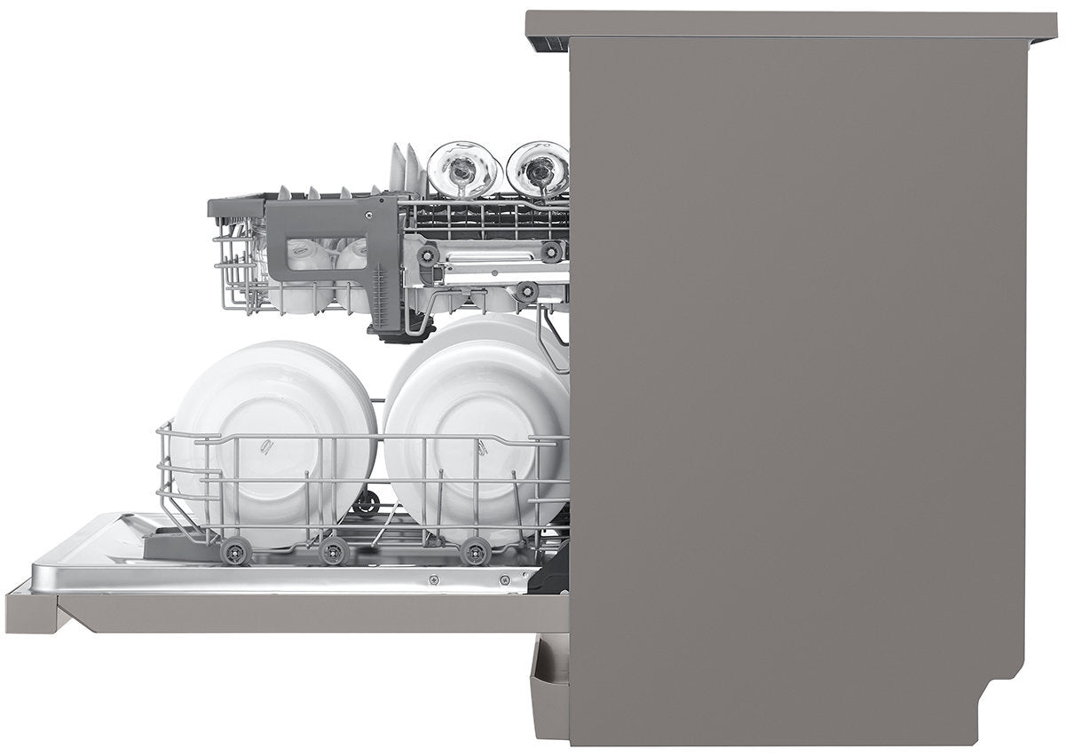 LG 14 Place Settings QuadWash Dishwasher in Platinum Steel Finish XD5B14PS - Perfect for Large Families & Entertaining Guests