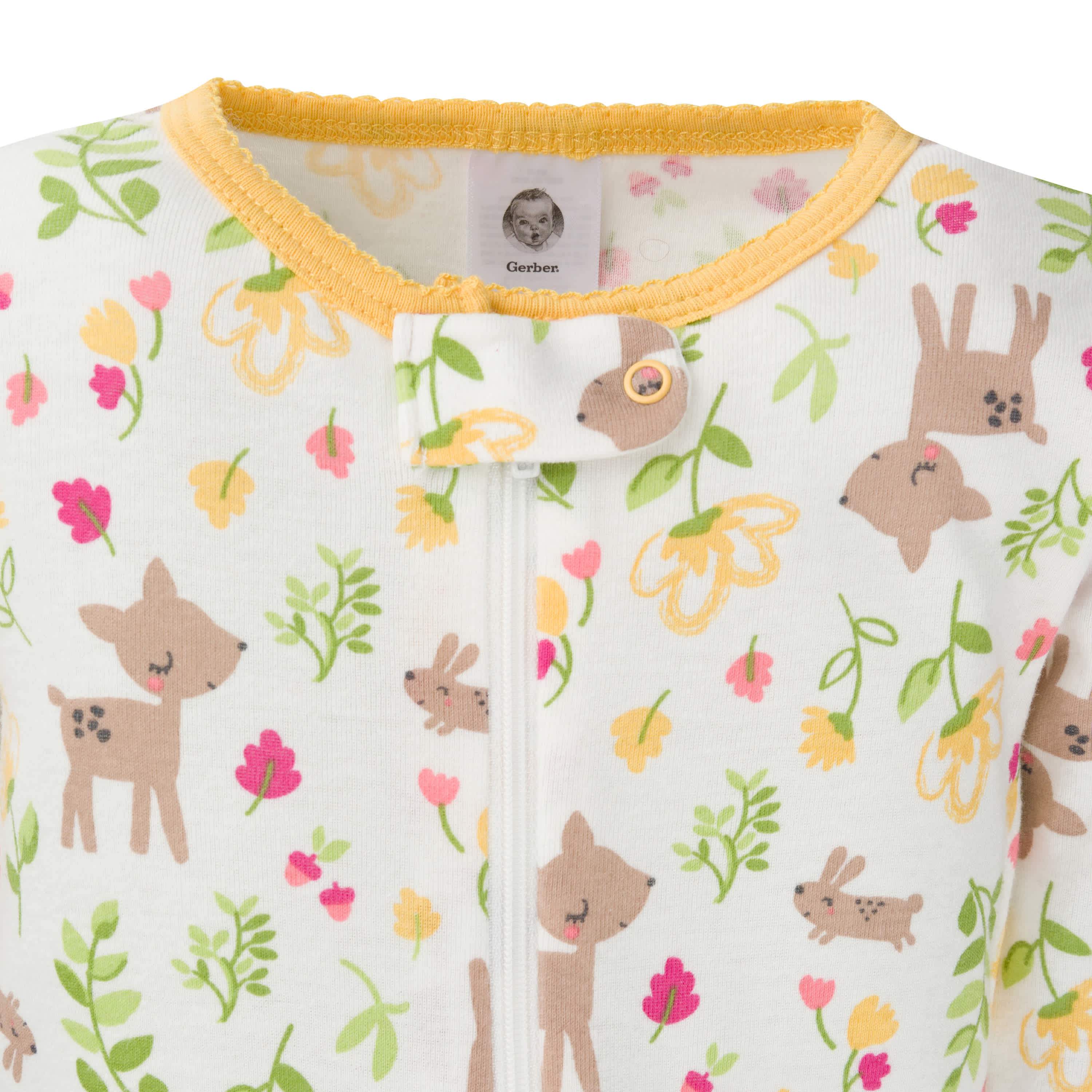 2 Pack Baby & Toddler Girls Deer Print Snug Fit Footed Cotton Pajamas - Soft & Cozy Sleepwear for Winter Nights & Nursery Time