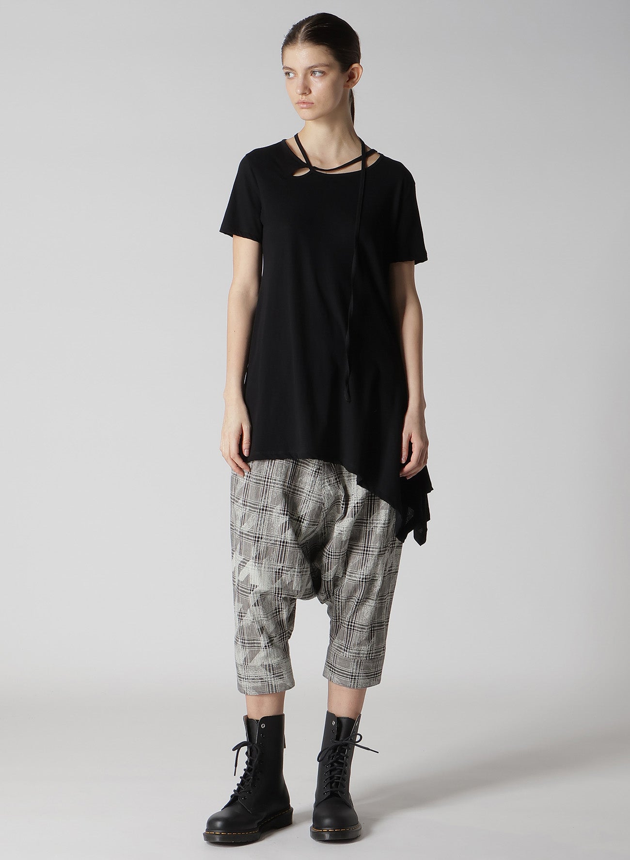 Stylish Cotton Linen Plaid Houndstooth Sarouel Pants with Cuffed Hem - Perfect for Casual Wear, Street Fashion & Boho Outfits