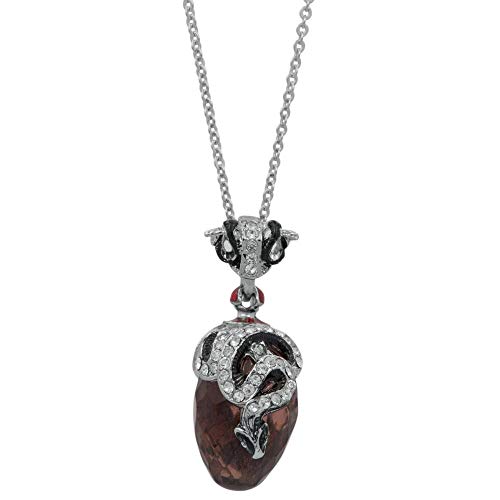Regal Serpent: 20-Inch Royal Egg Pendant Necklace with Crystal Snake on Black Stone - Perfect for Gothic Fashion, Costume Jewelry & Unique Gift Giving
