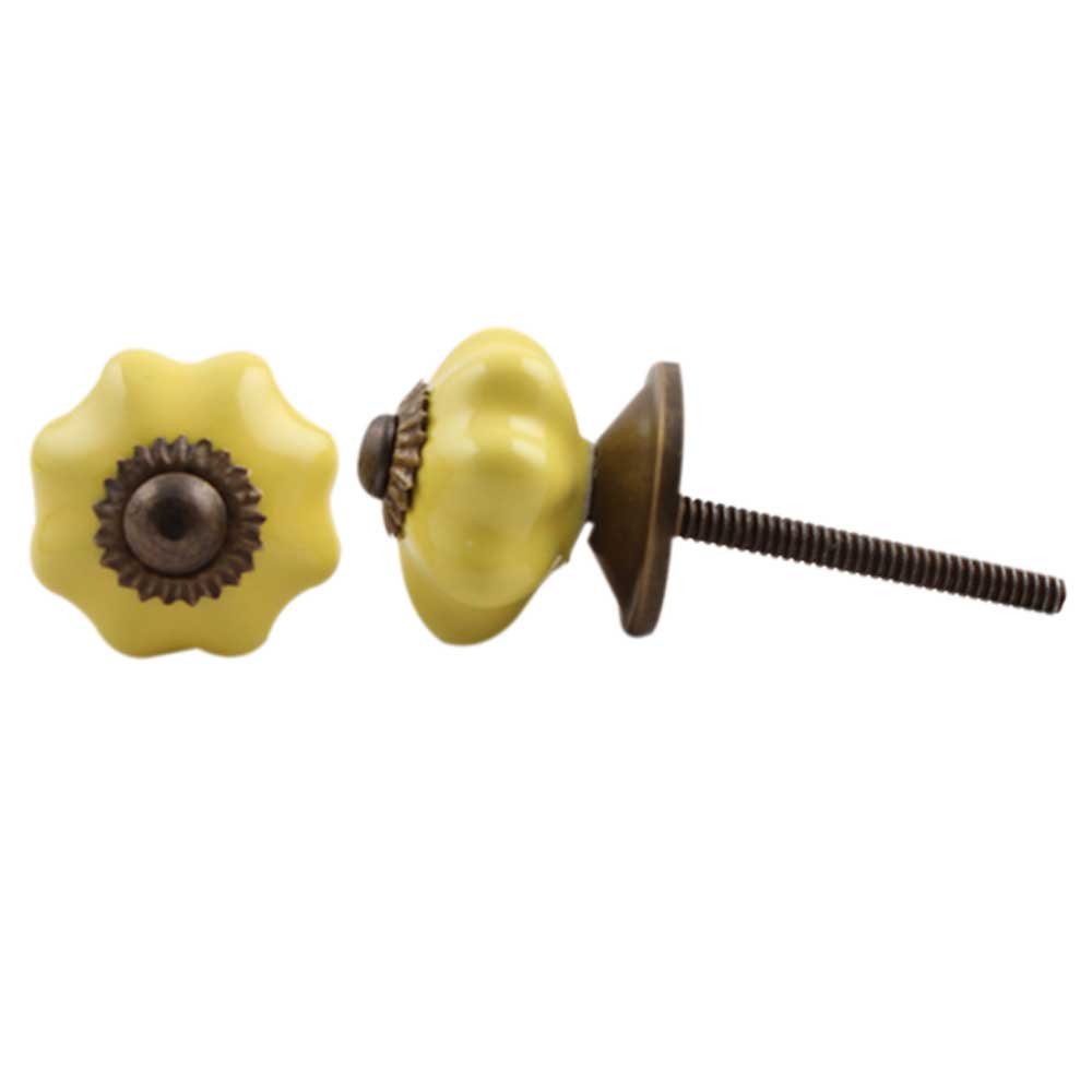 4-Piece Solid Yellow Ceramic Drawer Knobs - Premium Kitchen Cabinet Hardware Pulls for Dressers, Cabinets & Doors | Decorative Home Upgrade for Modern & Vintage Interiors