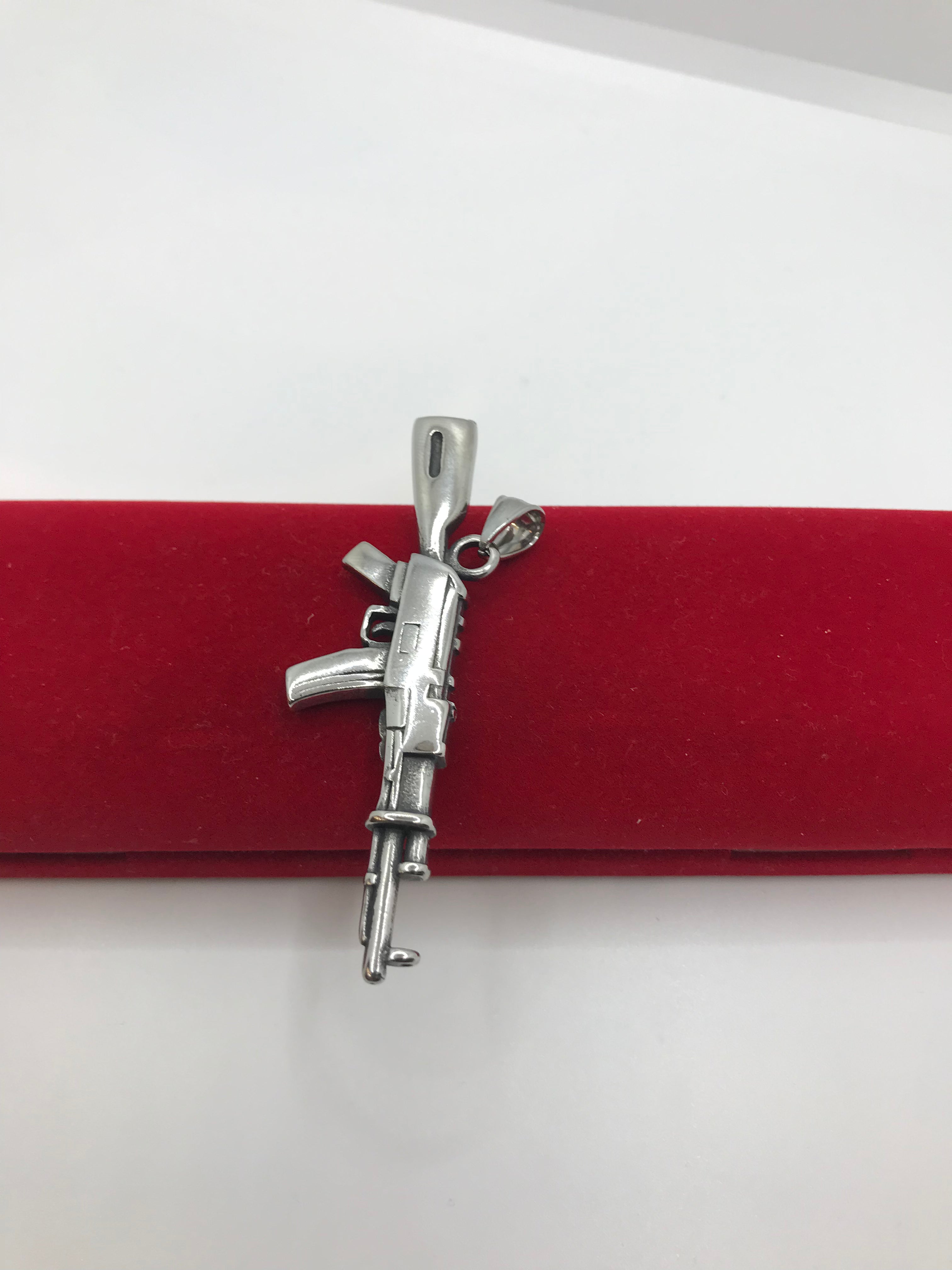 AK 47 Gun Pendant Necklace - Military Style Bullet Charm Jewelry for Men - Perfect for Tactical Enthusiasts, Airsoft Players & Outdoor Adventures