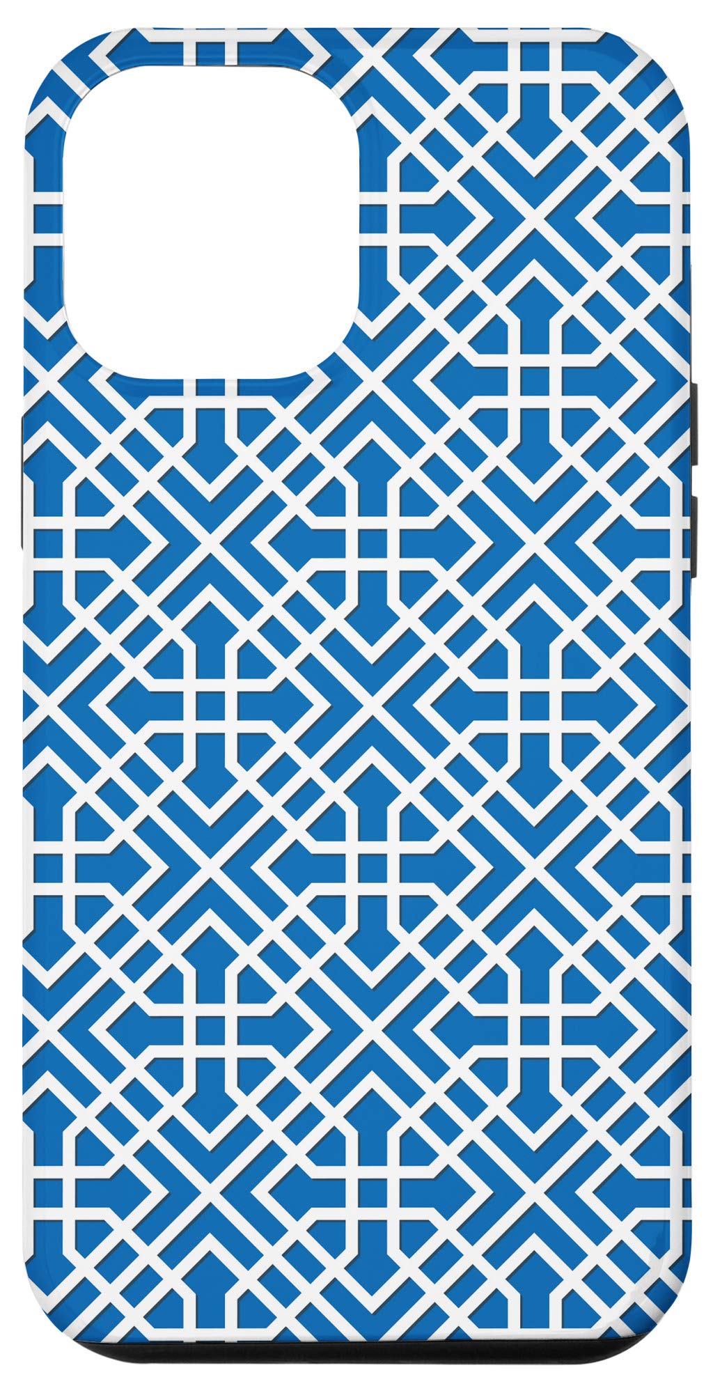 iPhone 12 Pro Max Case - Blue & White Chinoiserie Toile Design with French Chinese Lattice Pattern | Stylish Protective Cover for Work, Travel & Everyday Use
