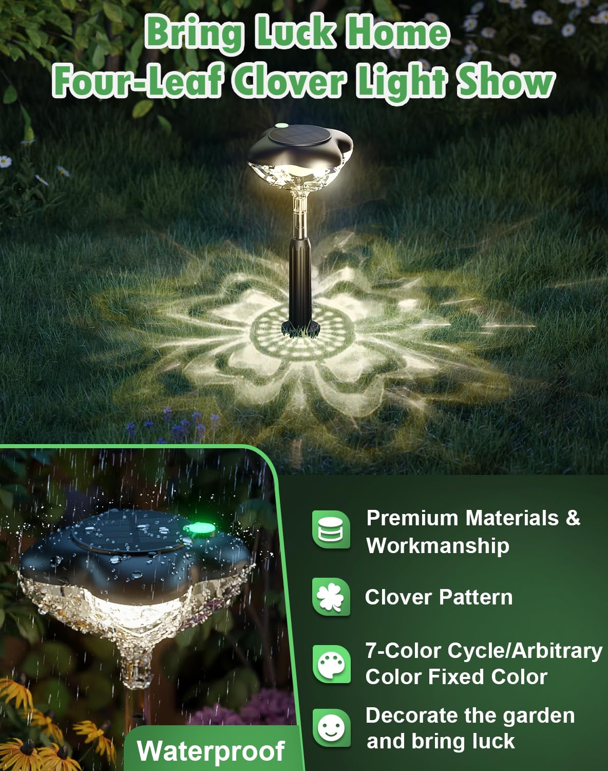 6 Pack Solar Pathway Lights Outdoor - Waterproof Garden Lights with 3 Modes (Clover Design) for Yard, Lawn & Walkway - Solar Powered Landscape Lighting Lasts 14 Hours - Perfect for Patio, Driveway & Backyard Decoration