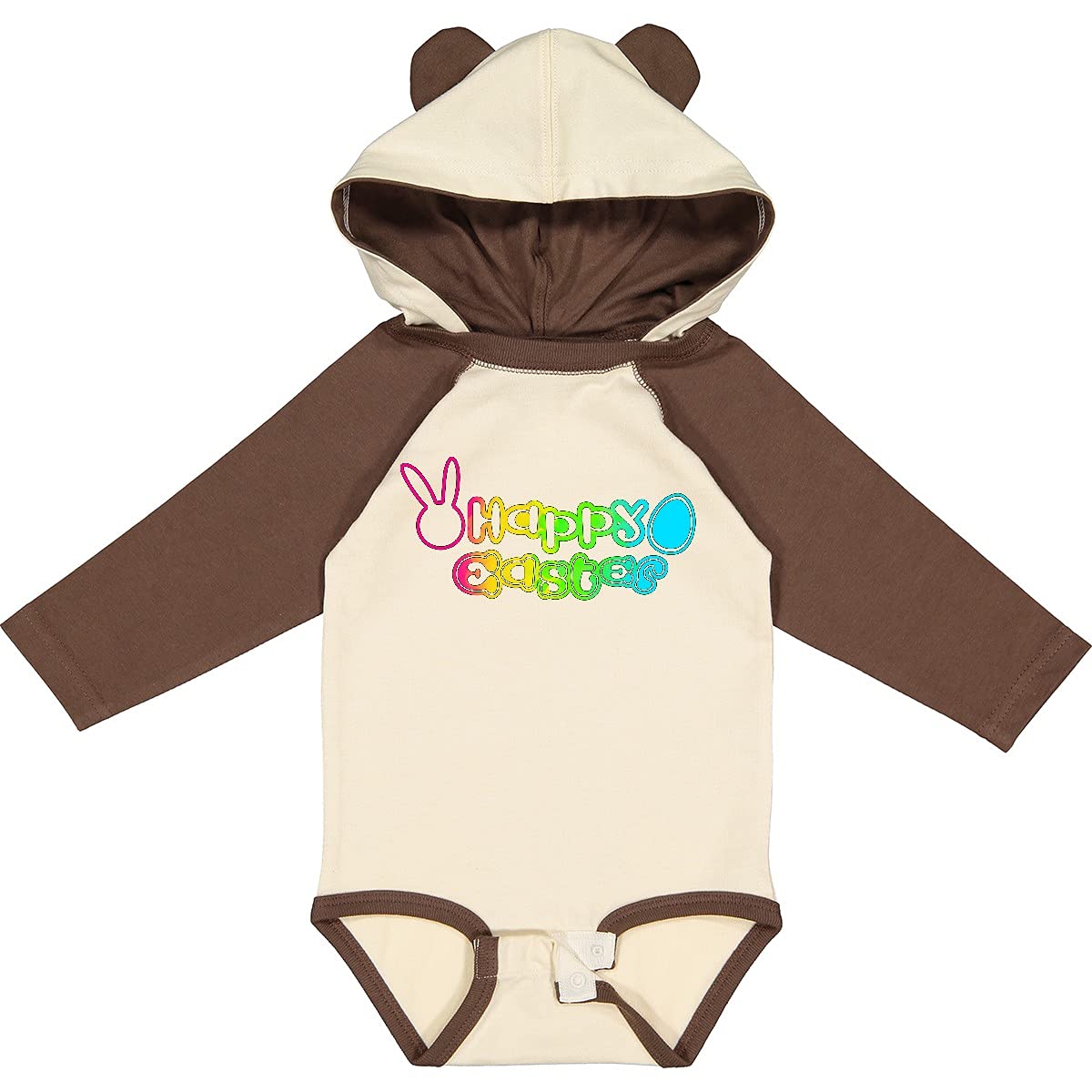 Inktastic Happy Easter Rainbow Letters Long Sleeve Baby Bodysuit - Cute Easter Outfit for Newborns & Infants - Perfect for Easter Photos, Family Gatherings & Spring Celebrations