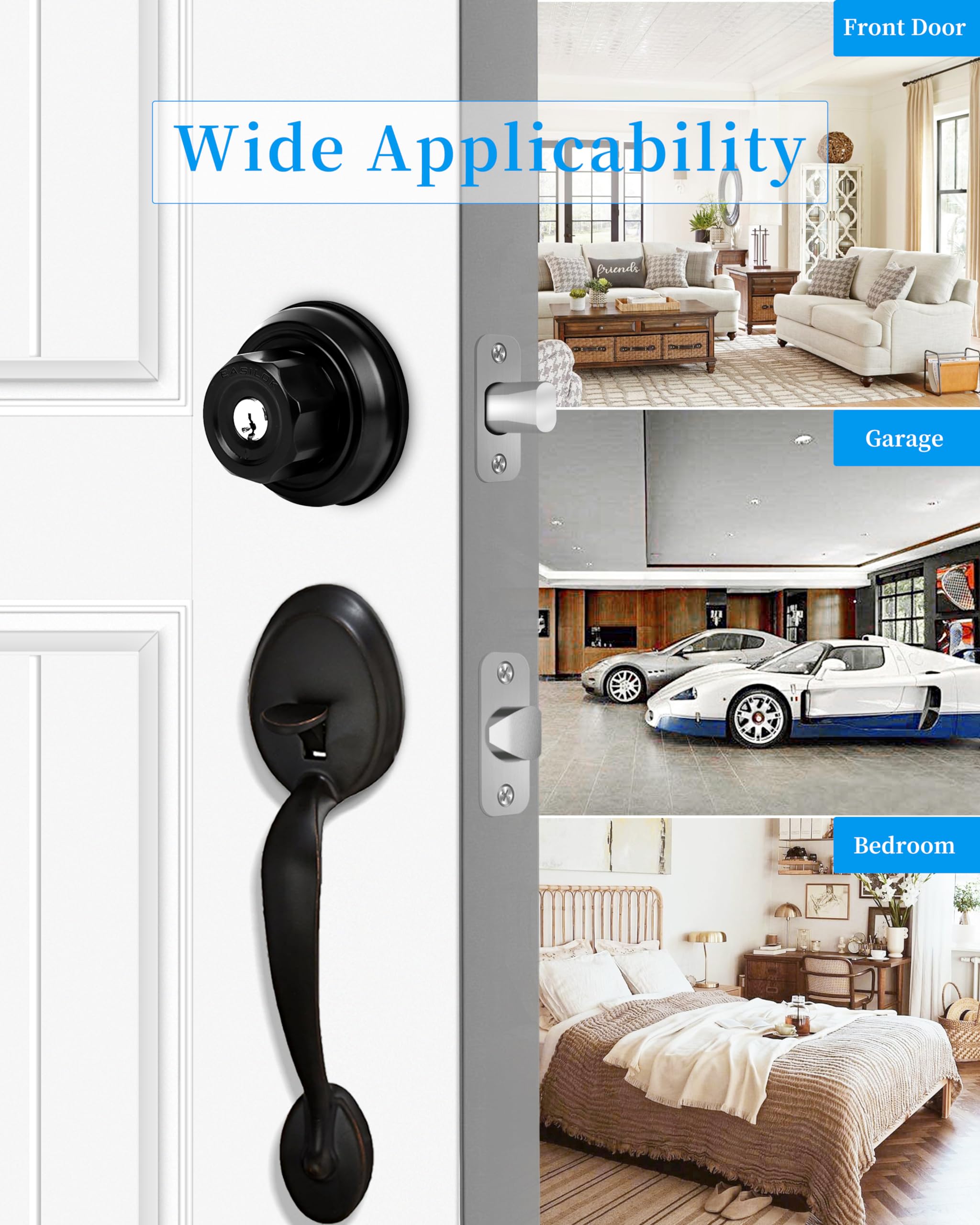 EASlLOK Heavy Duty Keyless Deadbolt Lock - 304 Stainless Steel Single Cylinder Mechanical Door Lock (3 Pack) | Secure Front Door, Gate & Entryway | Twist-to-Lock Technology for Home & Business Security