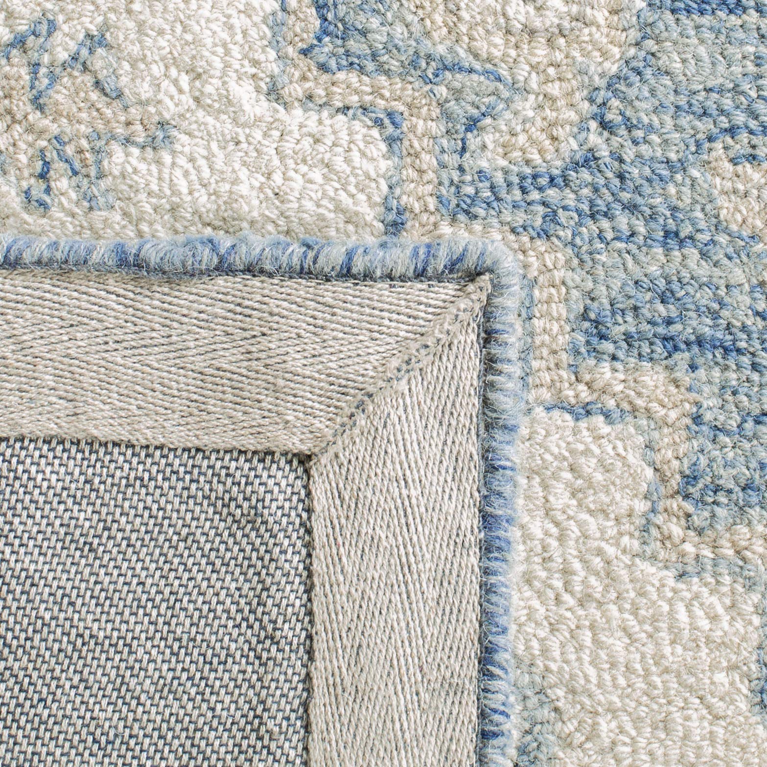 SAFAVIEH Micro-Loop Collection 7' Square Blue Ivory MLP503M Handmade Premium Wool Area Rug - Shabby Chic Medallion Design for Living Room, Dining Room & Bedroom | Soft & Durable Floor Covering for Home Decor