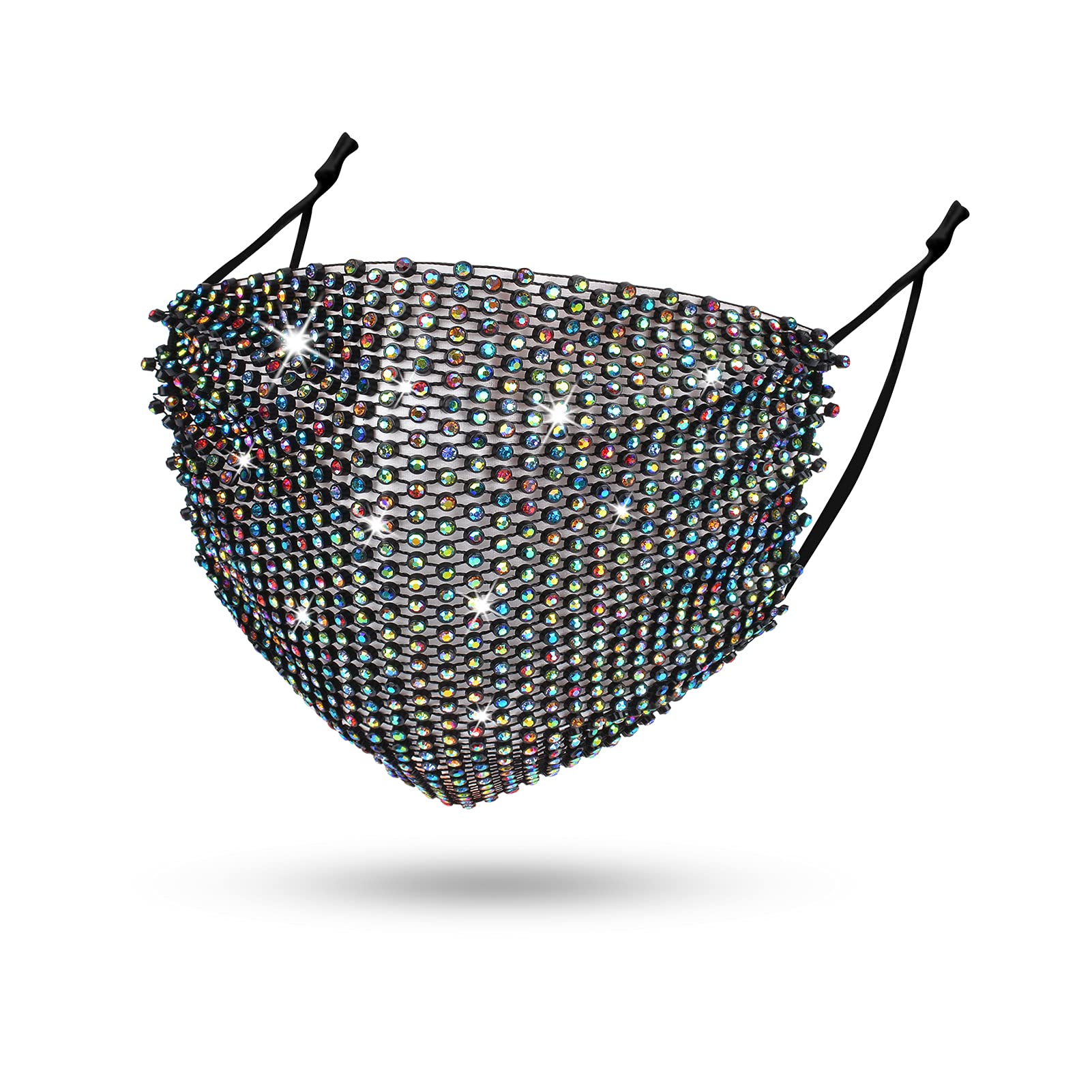 Sparkly Rhinestone Mesh Face Mask for Women - Glitter Masquerade Mask with Bling for Christmas Party, Halloween, Cosplay & Costume Events