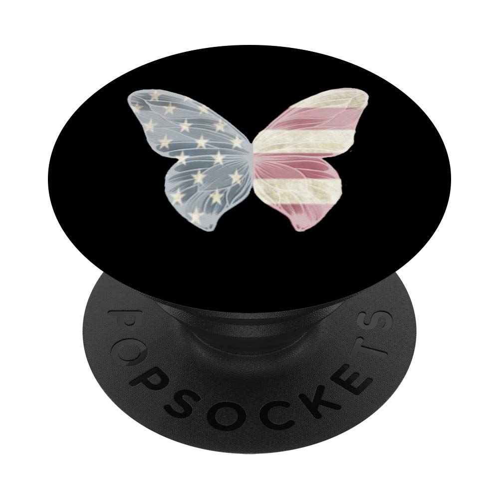 American Flag Butterfly Pop Up Phone Holder - Portable Stand for iPhone, Samsung & Smartphones - Perfect for Home, Office, Travel & Car Use