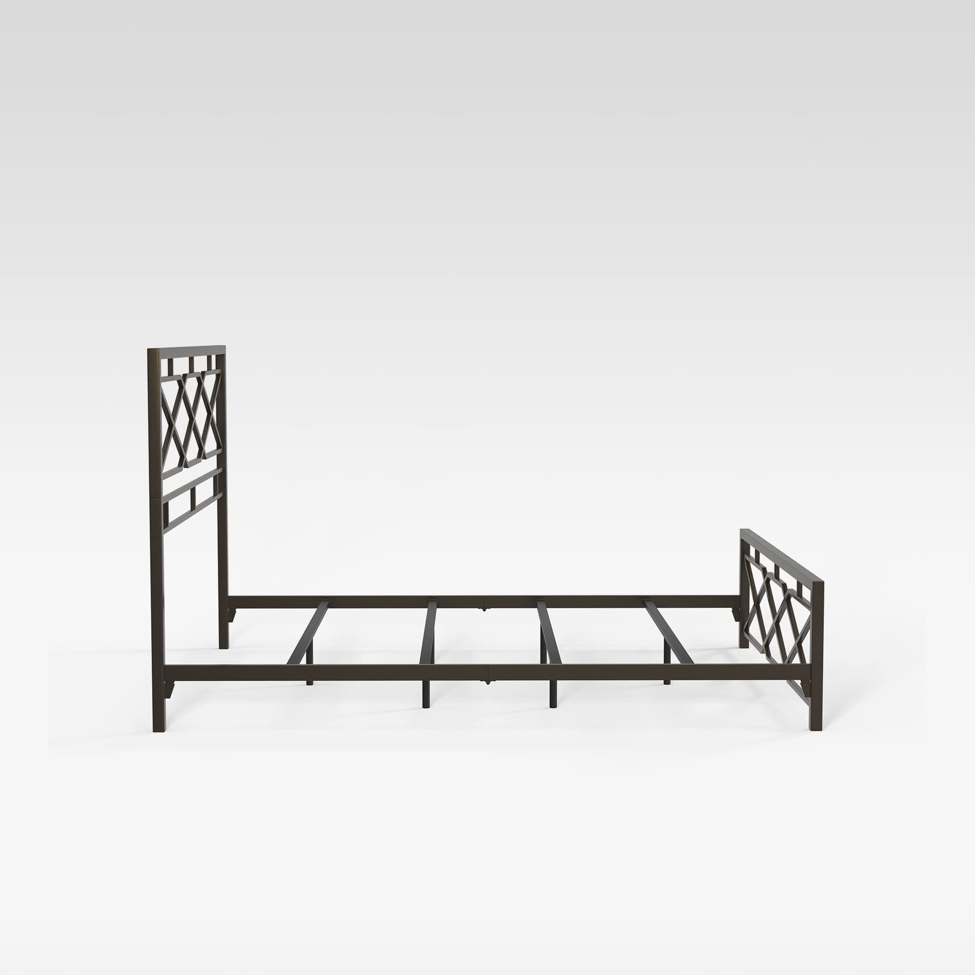eLuxurySupply Metal SNAP Bed Frame - Carbon Steel Rustic Pewter Finish Folding Bed Frame with Headboard & Footboard - Easy Assembly Sturdy Steel Construction - California King Size Bed Base for Master Bedroom, Guest Room & Dormitory