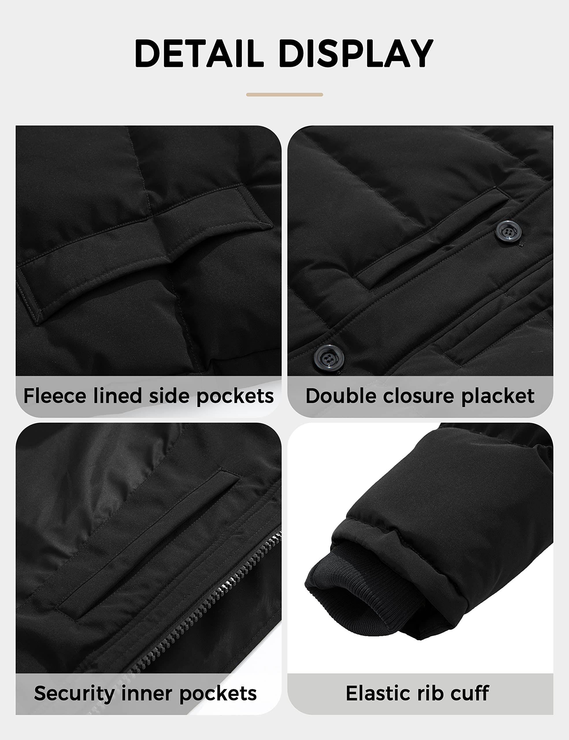 Soularge Men's Big and Tall Thick Padded Winter Parka Coat with Removable Hood - Warm Jacket for Cold Weather, Snow, Outdoor Activities & Daily Wear