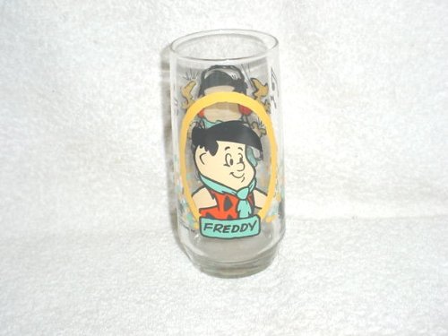 Vintage 1986 Flintstone Kids Freddy Glass Tumbler from Pizza Hut - Collectible Cartoon Drinkware for 80s Nostalgia & Pop Culture Fans - Perfect for Home Decor, Gift Giving, and Retro Themed Parties