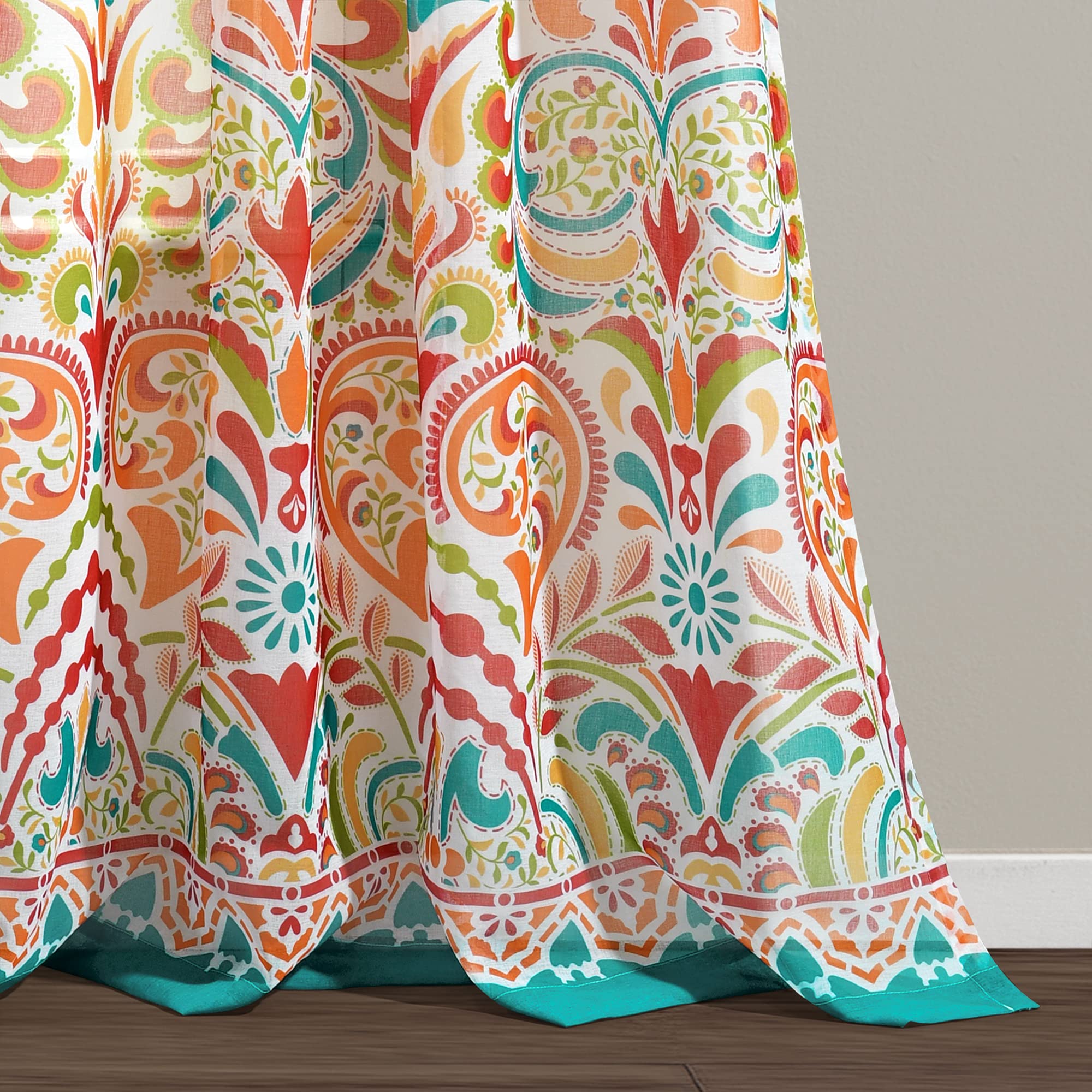 Bohemian Sheer Curtains - Paisley Damask Print for Living Room & Bedroom