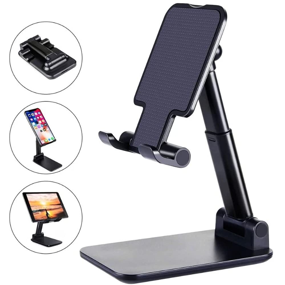 Premium Cell Phone Stand Holder - Adjustable & Sturdy Phone Dock for Desk, Compatible with iPhone, Samsung, Google Pixel - Perfect for Home Office, Video Calls, and Hands-Free Viewing (White)