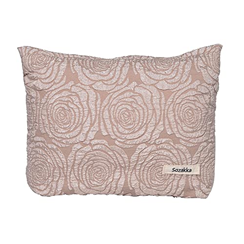 LYDZTION Large Canvas Makeup Bag for Women - Rose Print Travel Cosmetic Organizer with High Capacity, Waterproof Toiletry Bag for Makeup Brushes & Accessories | Perfect for Travel, Gym, and Daily Use