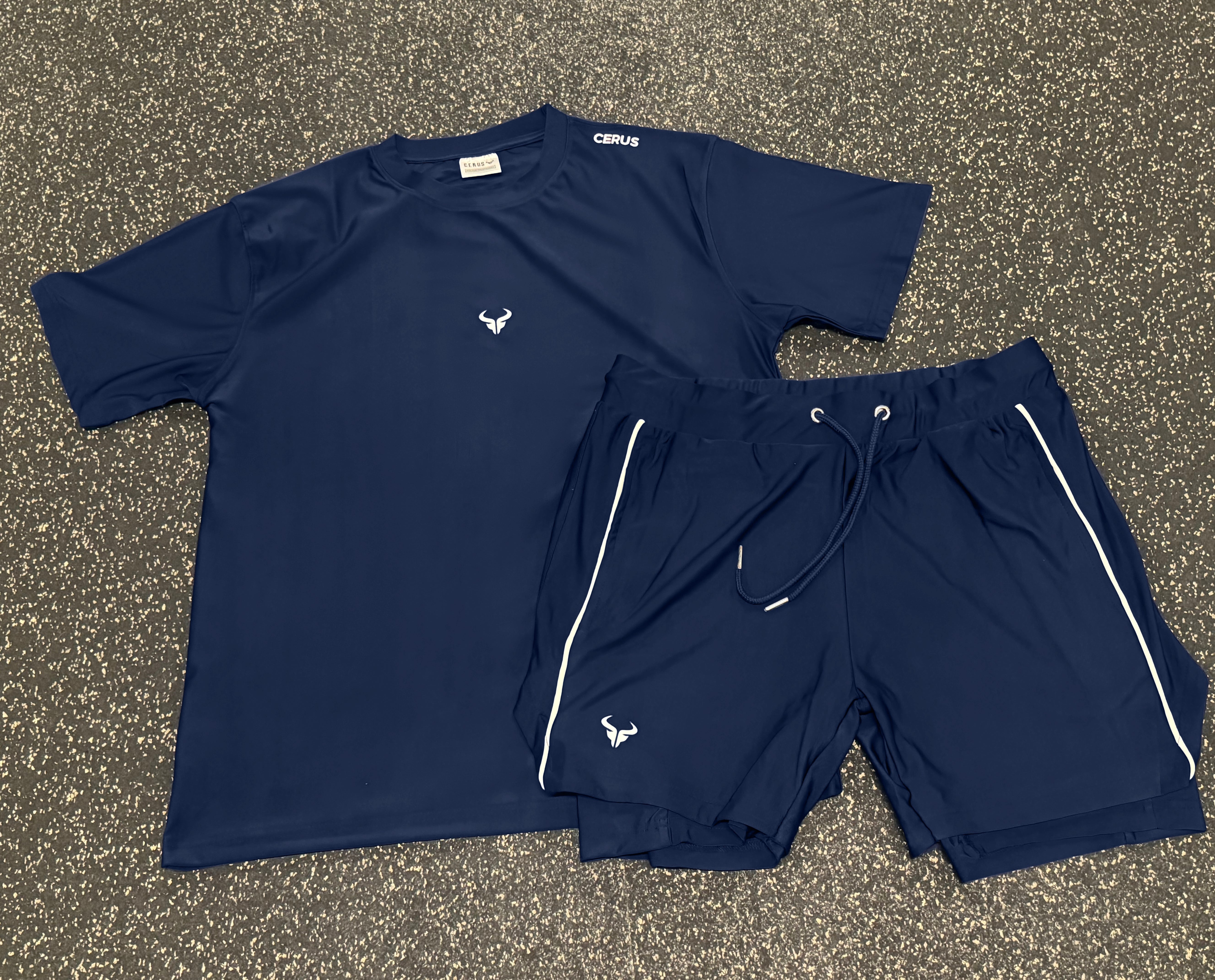 Cerus Navy Flex 2-in-1 Running Shorts with Built-in Liner - Moisture-Wicking, Quick-Dry Athletic Shorts for Men - Perfect for Gym, Jogging & Outdoor Workouts