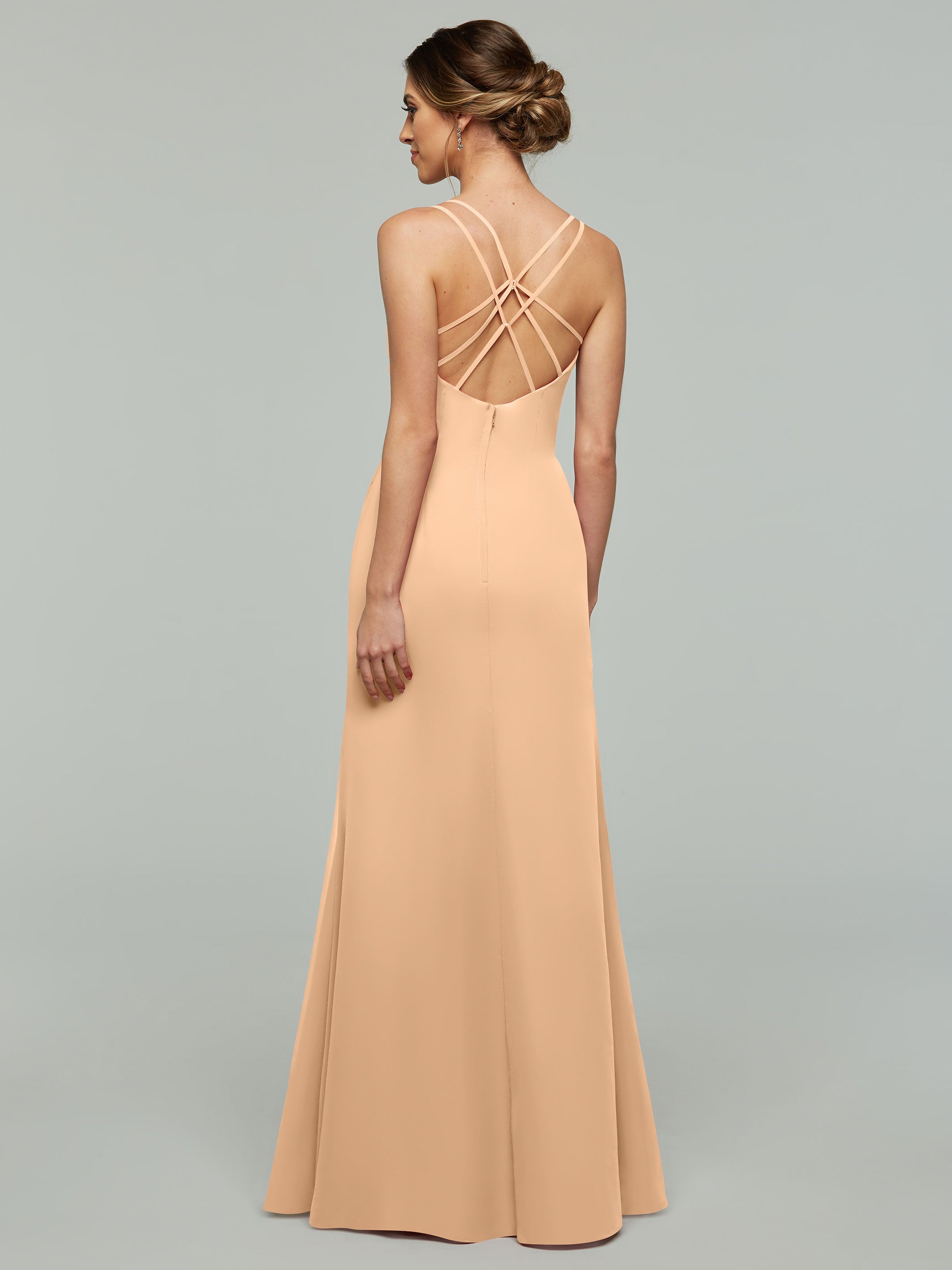 Elegant 80130 Chiffon Sheath Bridesmaid Dress with V-Neck & High Slit - Perfect for Weddings, Formal Events & Evening Parties