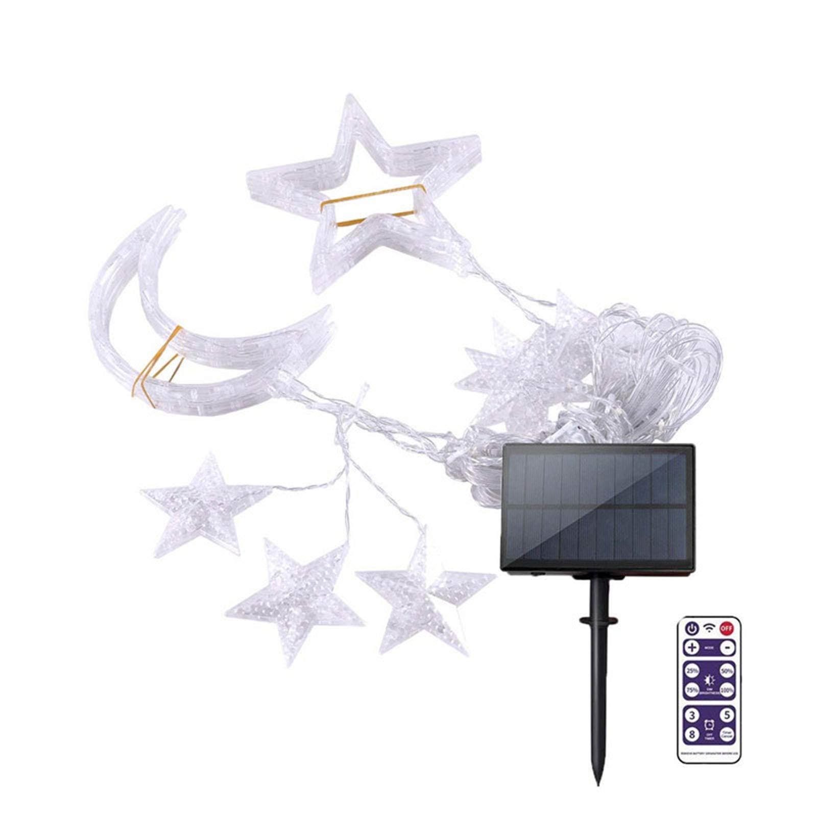 Solar Star Moon Lights - 138 LED String Lights with 8 Modes for Wedding, Party, Christmas Tree & Home Decor - Indoor/Outdoor Hanging Curtain Lights for Bedroom, Garden, Patio