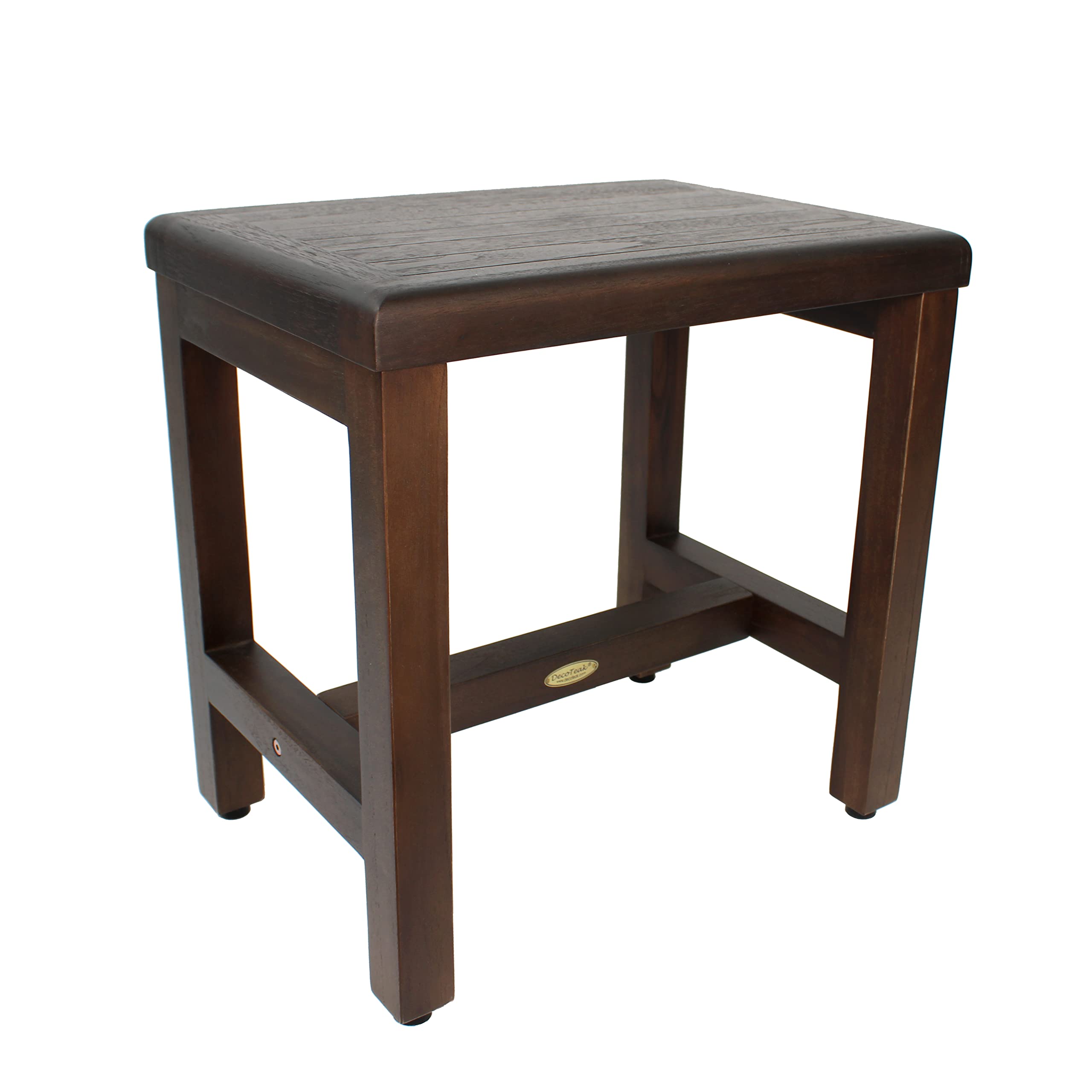 DecoTeak Eleganto 18 Inch Waterproof Teak Wood Shower Bench with Storage Shelf - Non-Slip Bathroom Stool for Safety & Organization - Perfect for Elderly, Spa & Shower Accessories Storage
