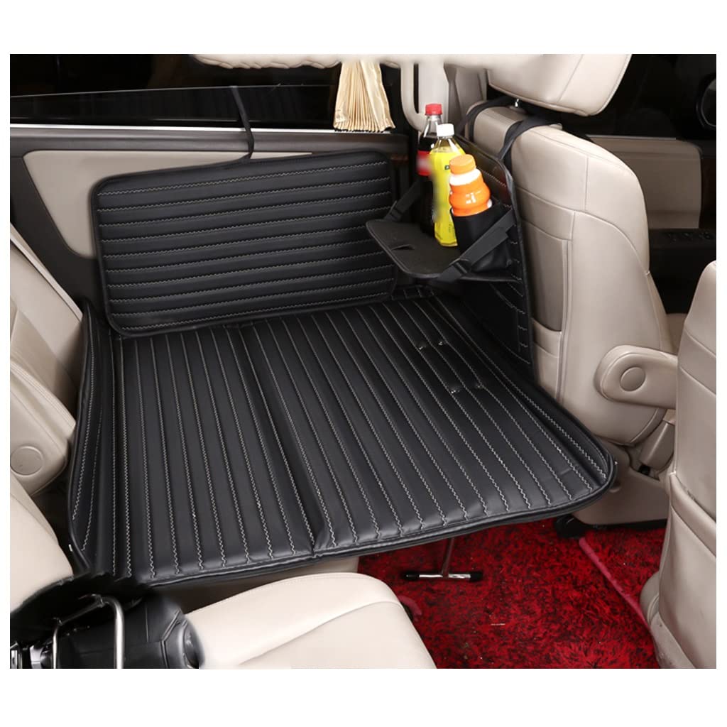 Premium Non-Inflatable Foldable Car Mattress - Leather Surface Back Seat Travel Bed with 400kg/880lbs Capacity | Portable SUV & Sedan Sleeping Solution for Road Trips, Camping & Travel Comfort (Black)