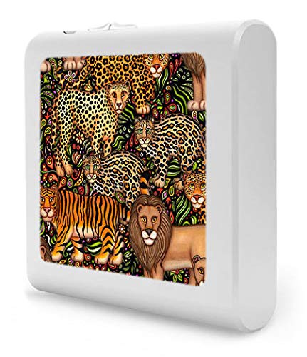 Dimmable LED Night Light with Auto On/Off Sensor - Adjustable Warm Light for Bathroom, Hallway, Nursery & Bedroom - Big Cats Design by Dan Morris - Perfect for Nighttime Safety and Comfort