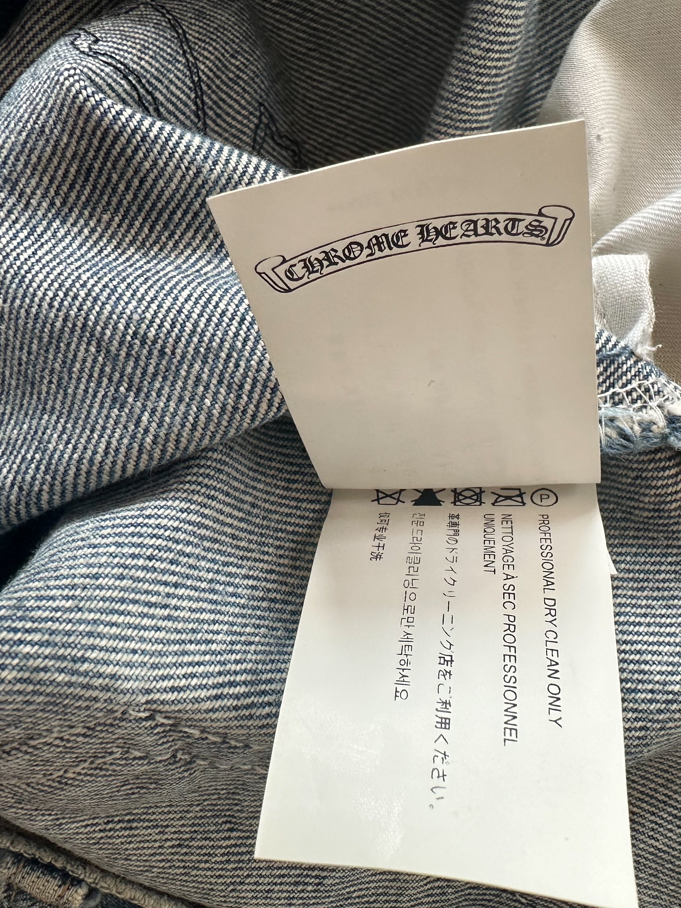 Chrome Hearts x Levi's Blue & Black Cross Patch Denim Jeans for Men - Stylish Vintage Streetwear for Casual Outfits and Night Out