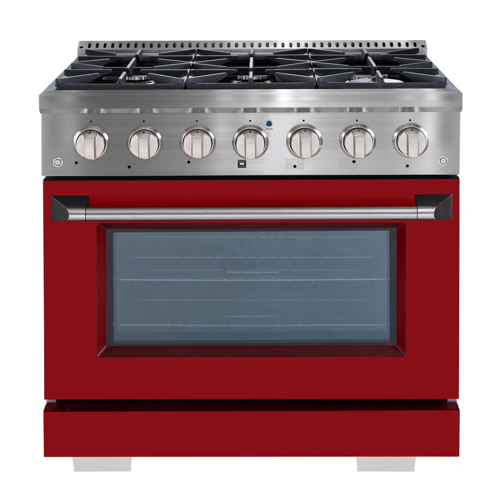 Ancona 36-Inch 5.2 cu. ft. Stainless Steel Gas Range with 6 Burners & Convection Oven - Red Door | Professional Kitchen Appliance for Home Chefs & Cooking Enthusiasts | Perfect for Baking, Roasting & Large Family Meals