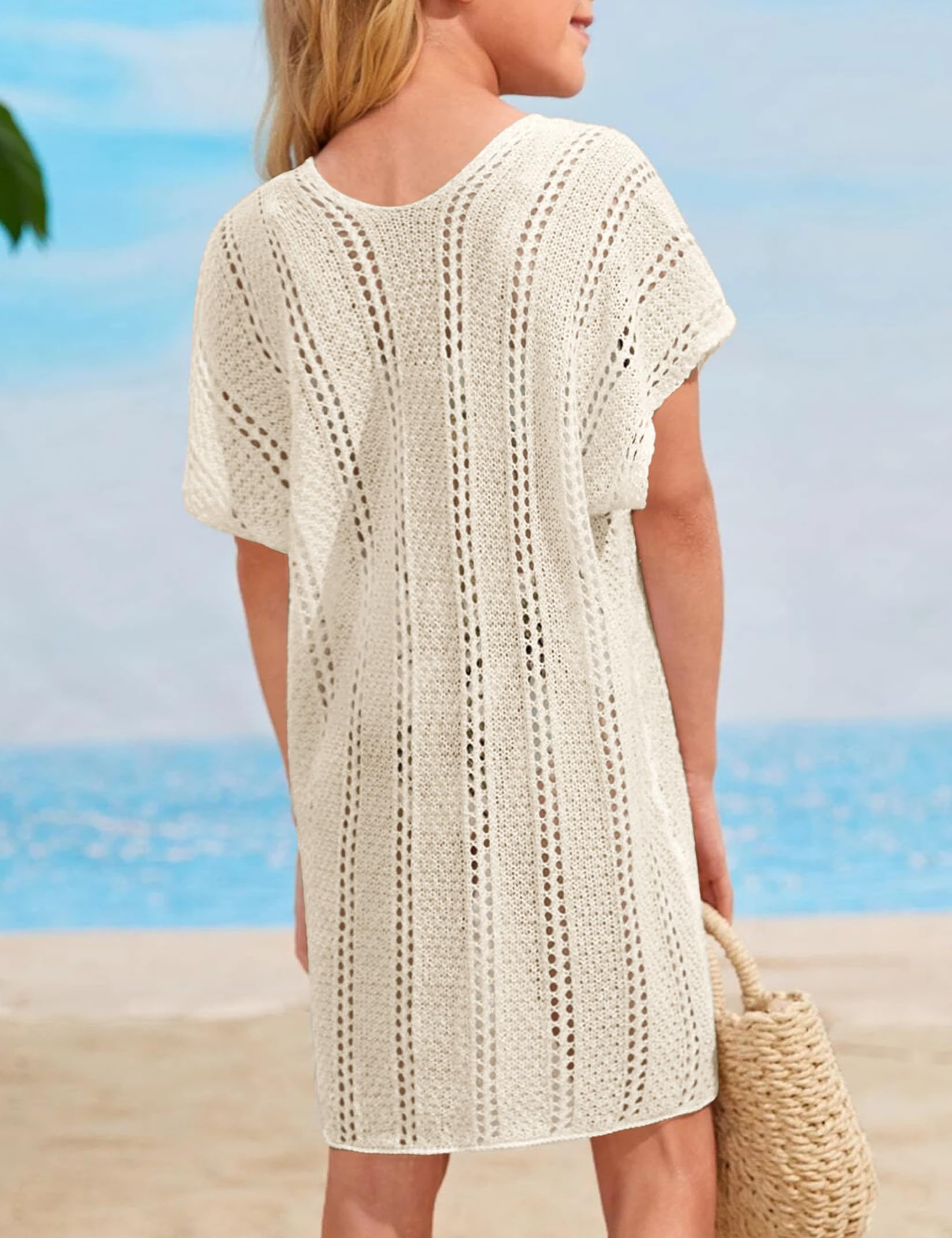 Crochet Swim Cover Up for Girls - Kids Beachwear & Swimsuits Tops - Perfect for Pool, Beach, and Summer Vacations
