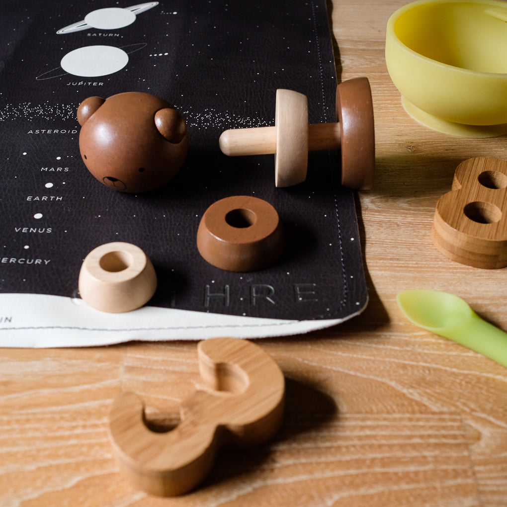 Wee Gallery Wooden Bear Stacking Toy - Montessori Educational Wooden Blocks for Toddlers - Perfect for Early Learning, Fine Motor Skills & Sensory Play