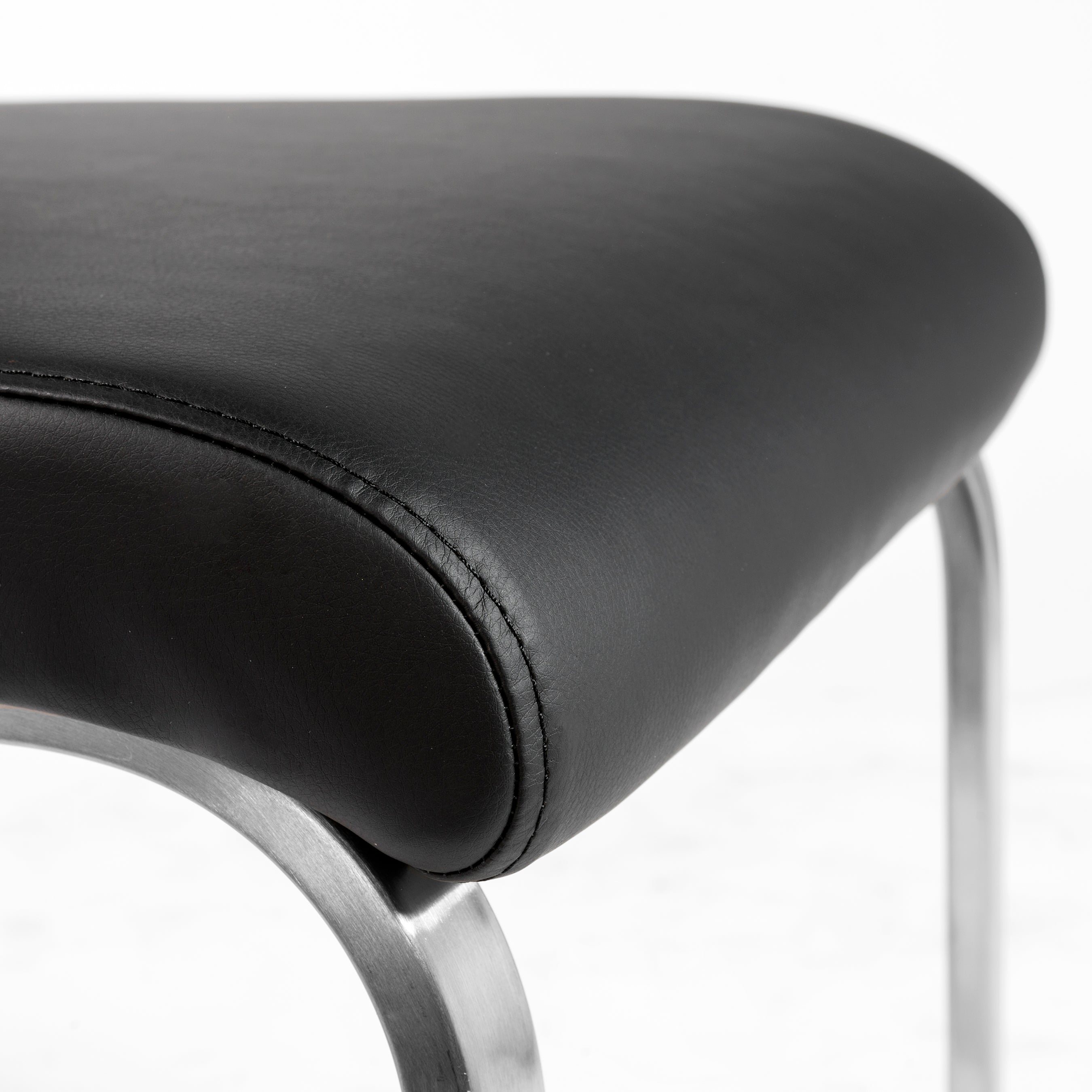 Lexington Side Leather Chair in Brushed Stainless Steel - Set of 2 Modern Dining Chairs for Home & Office | Perfect for Dining Rooms, Conference Tables & Lounge Areas