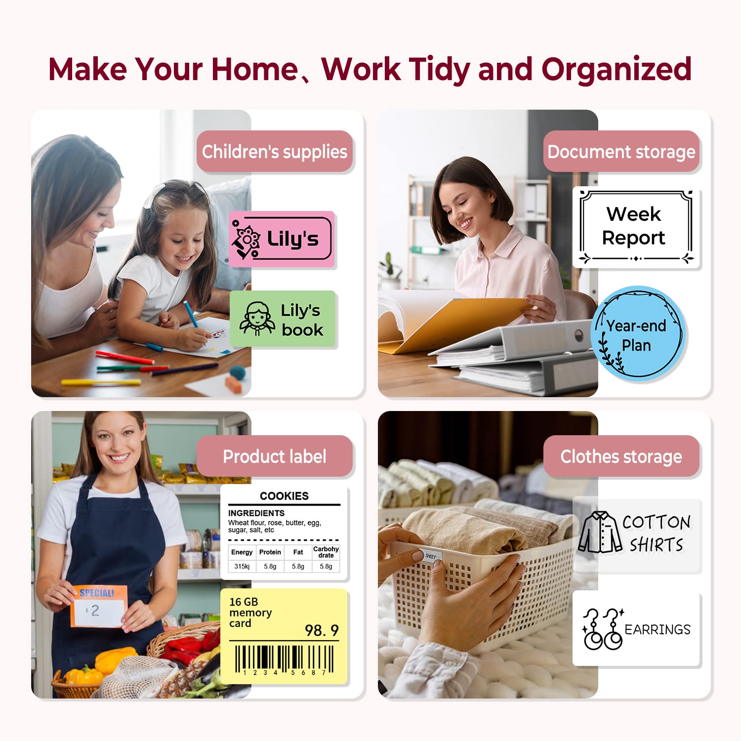 Phomemo M110 Portable Bluetooth Thermal Label Printer - 40x30mm Barcode Sticker Maker for Small Business, Shipping, Address, Logo & Clothing Labels | Perfect for Home Office, Retail & E-commerce Packaging