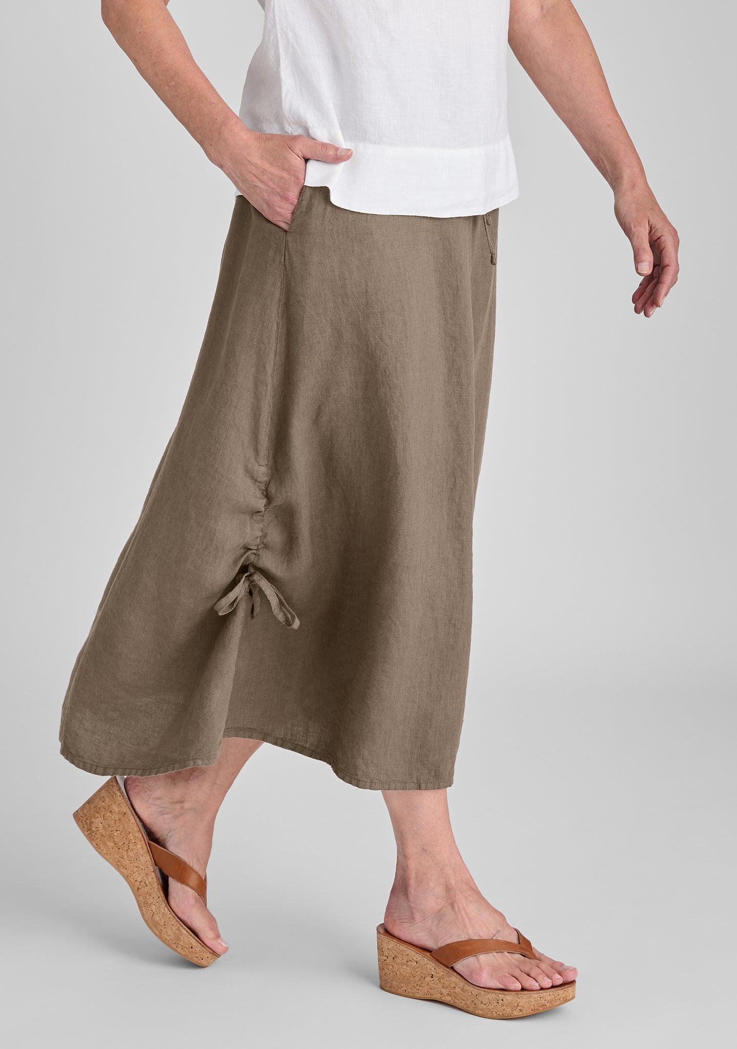 Elegant Cinched Waist Linen Maxi Skirt for Women | Flowy Summer Beach Dress | Perfect for Vacations, Weddings & Boho Outfits
