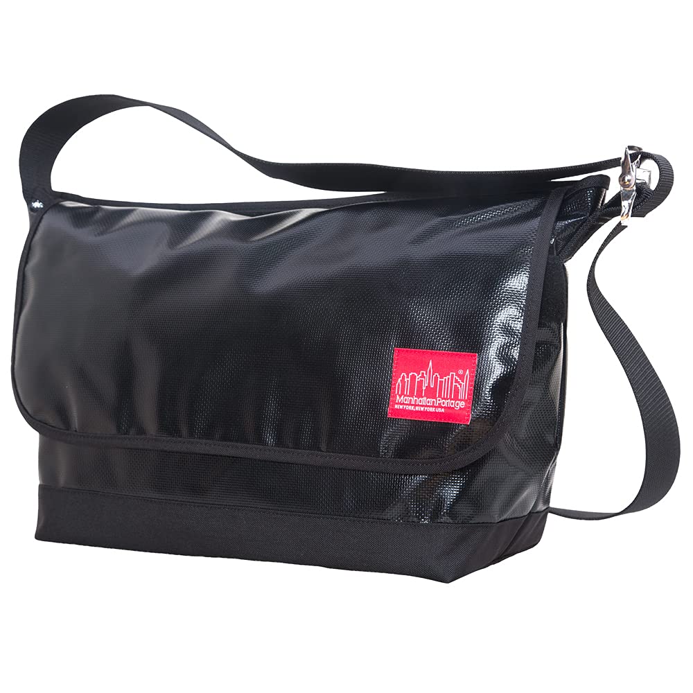 Manhattan Portage Vinyl Vintage Messenger Bag Large Ver2 - Black One Size - Durable Crossbody Bag for Work, School & Travel