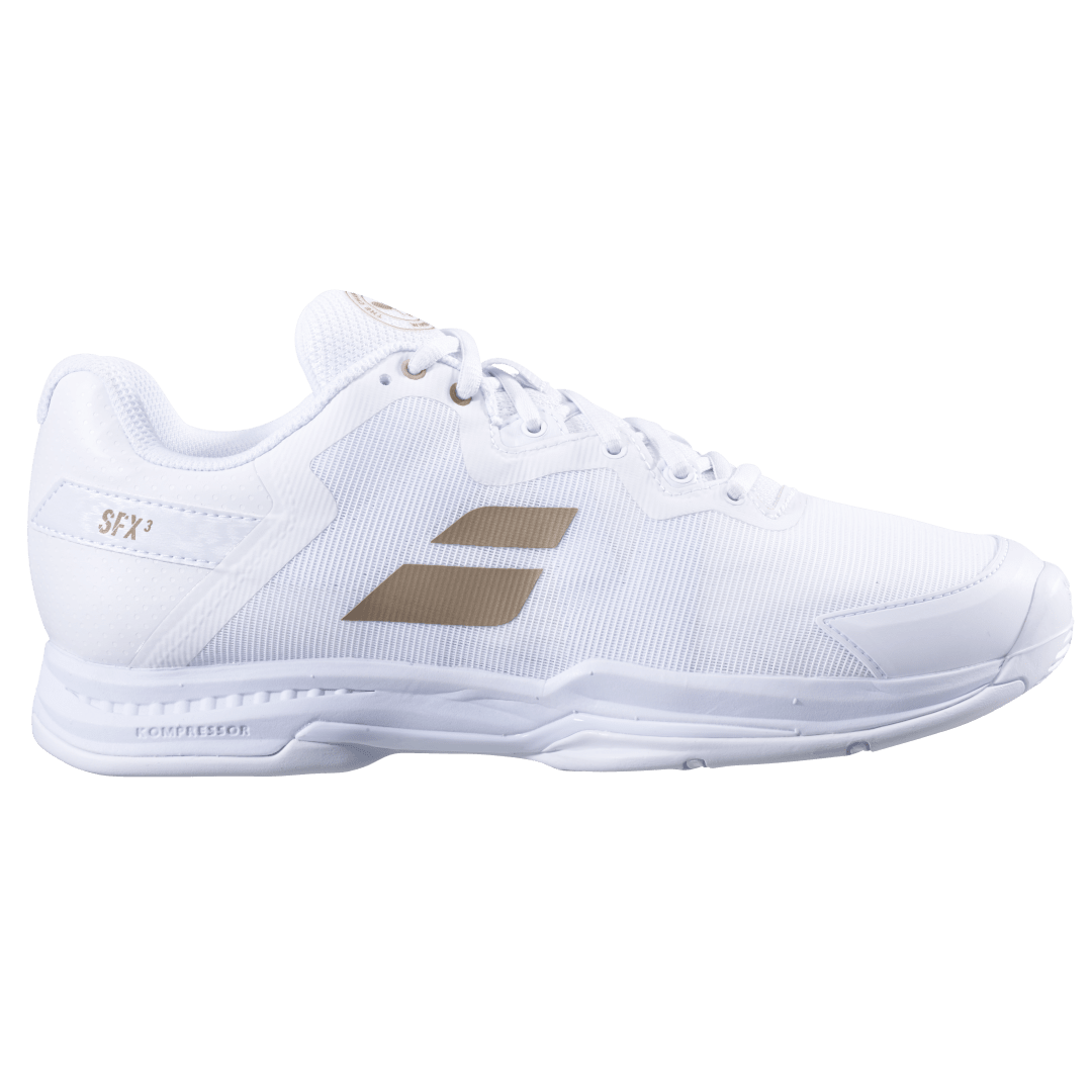 Babolat Women's SFX 3 Wimbledon Tennis Shoes - White/Gold - Comfortable & Durable for Court Play & Training