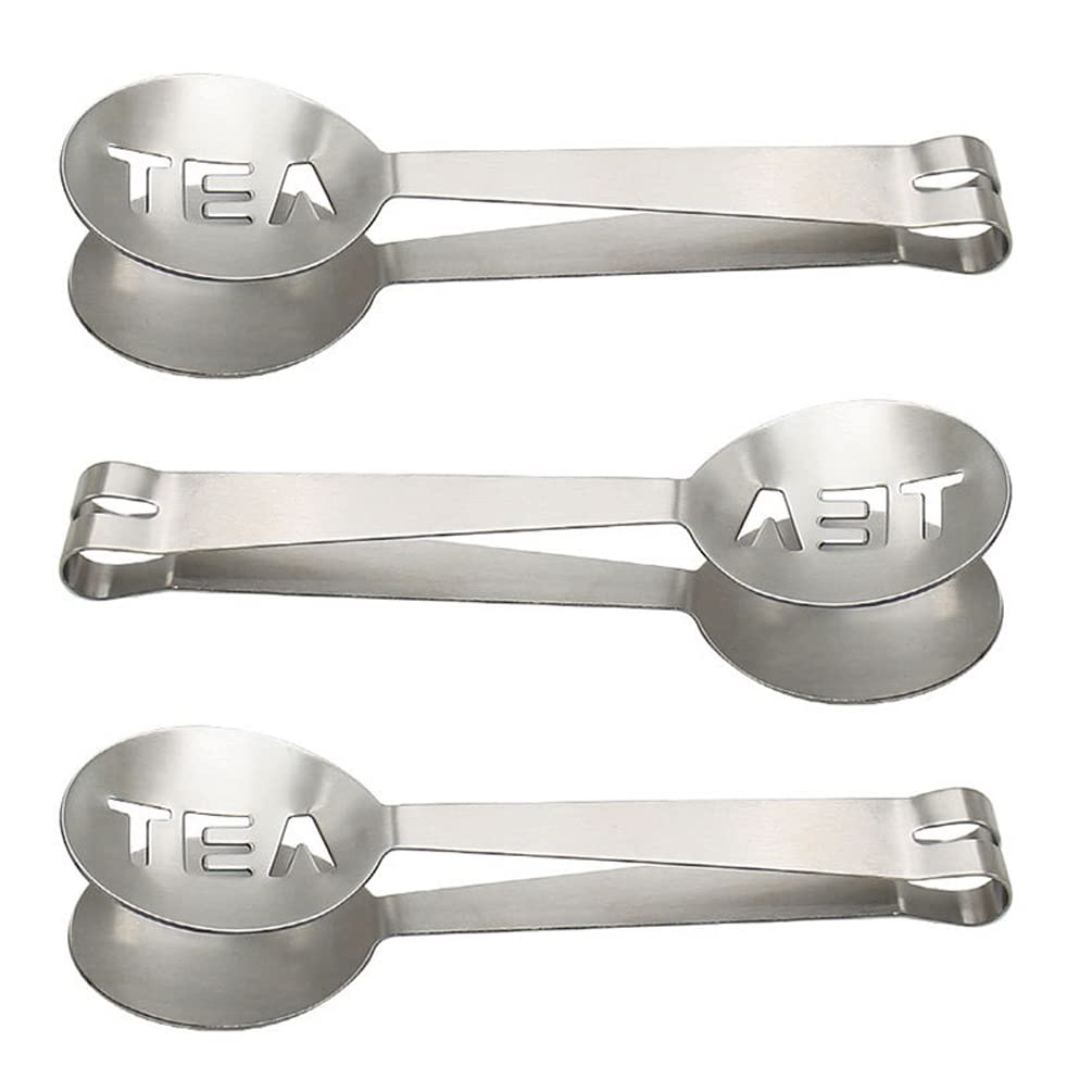 3 Pcs Stainless Steel Tea Bag Tongs - Tea Bag Squeezer & Sugar Candy Ice Tongs - Perfect for Brewing Tea, Serving Desserts & Cocktail Garnishing