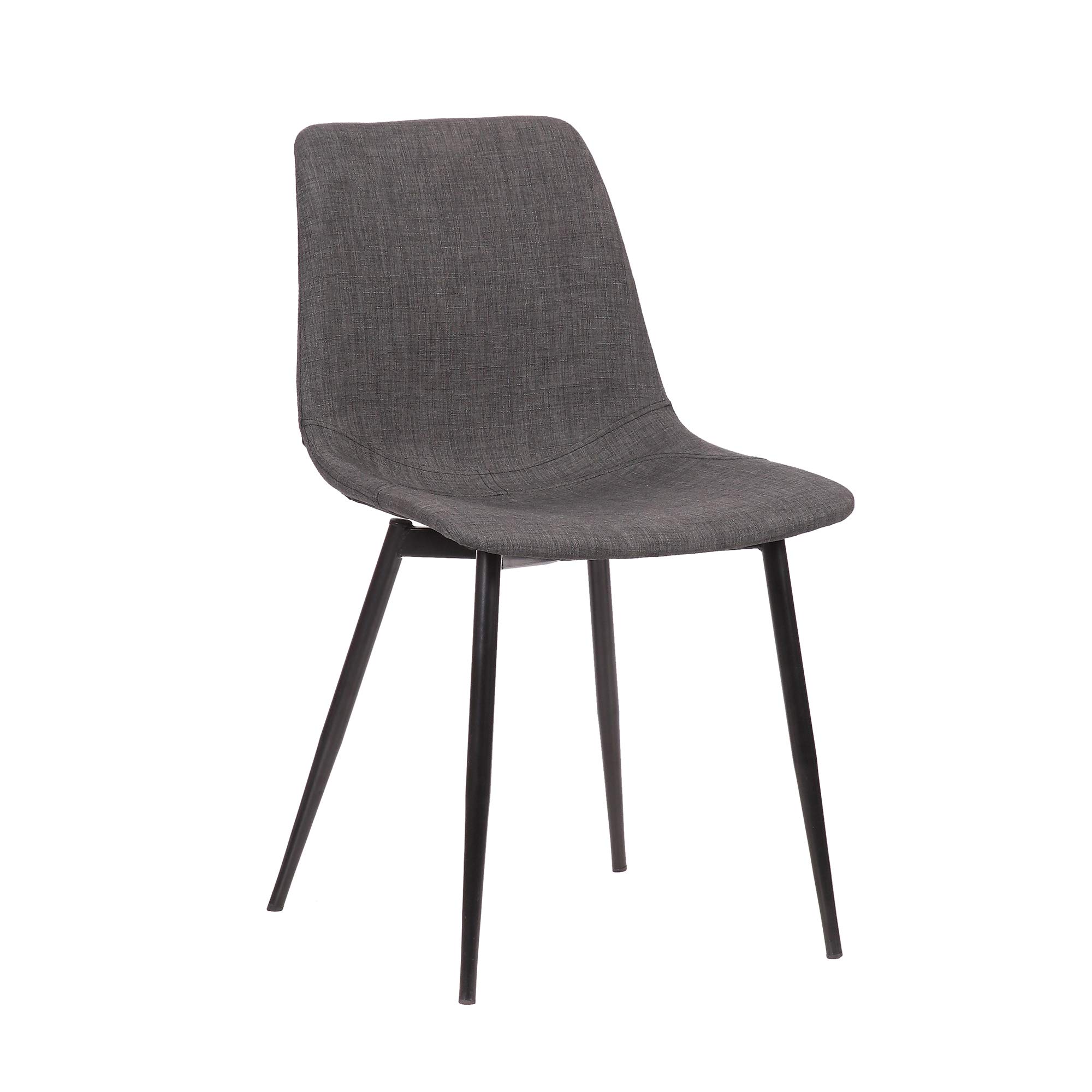 Armen Living Monte Mid Century Modern Dining Chair - Charcoal Gray Fabric Upholstery with Black Metal Legs - Perfect for Kitchen, Dining Table, Home Office Desk & Vanity Areas