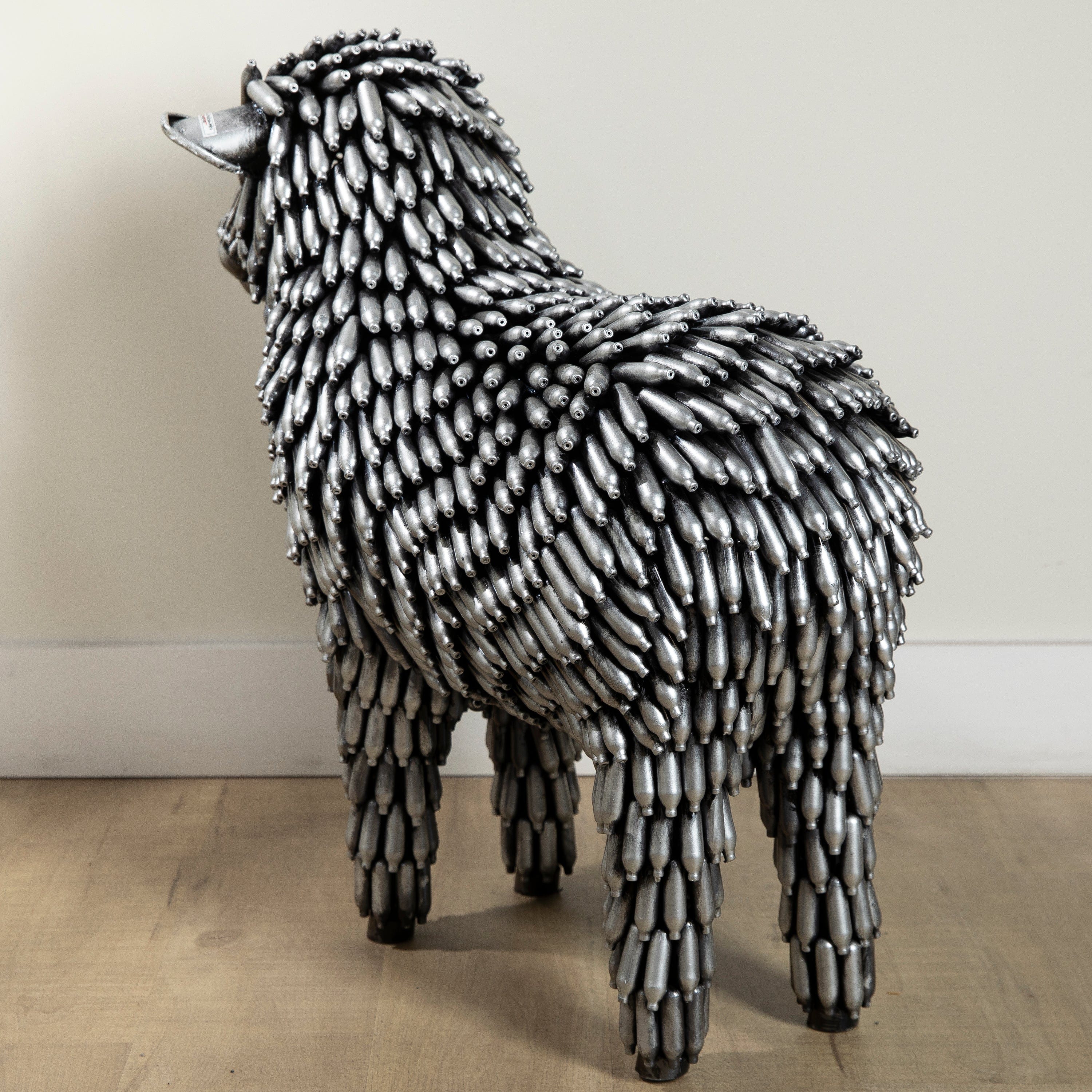 30 CO2 Canister Sheep Recycled Metal Art Sculpture - Eco-Friendly Home & Garden Decor for Rustic Farmhouse, Office Desk, or Outdoor Patio Display