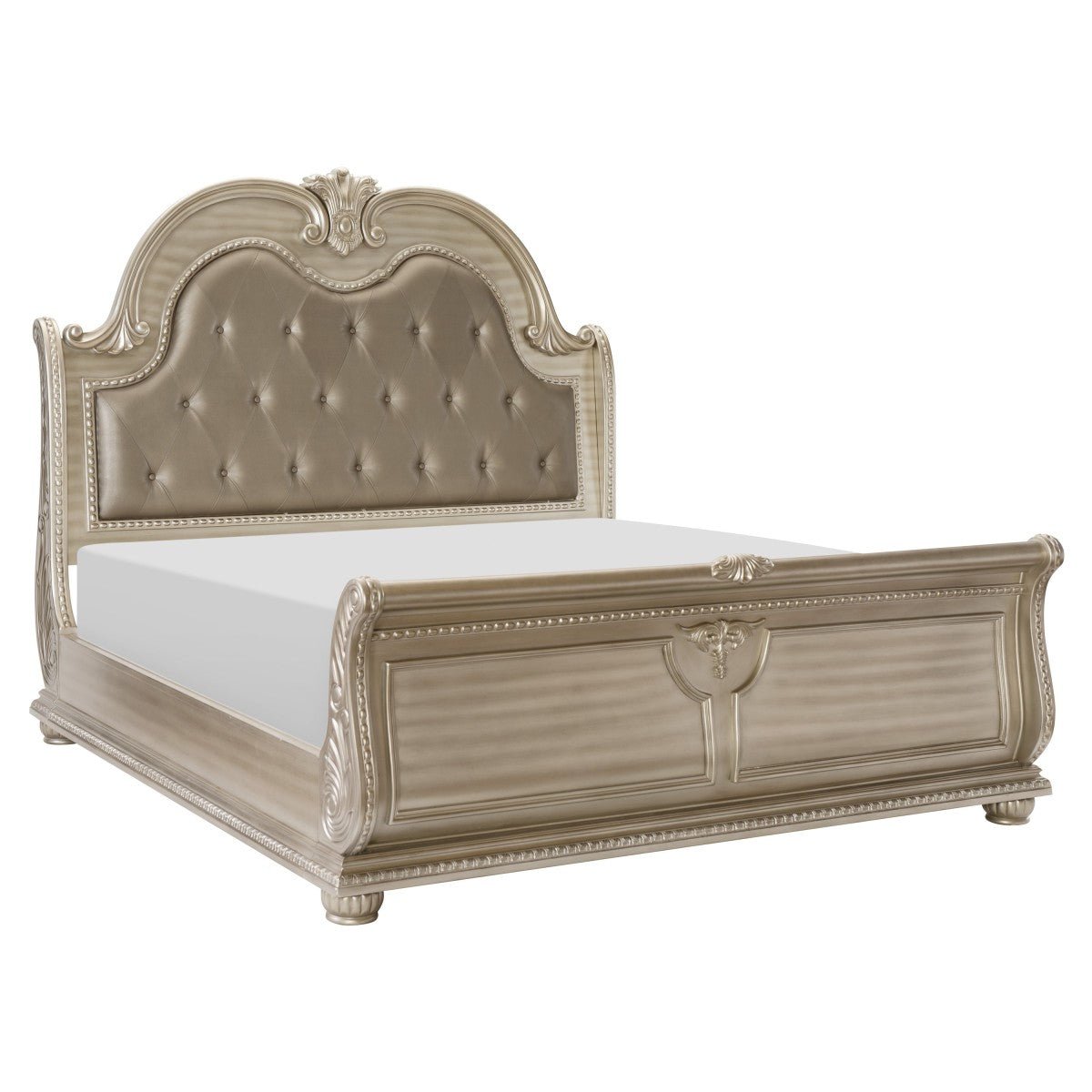 Elegant Cavalier Silver Eastern King Size Bed Frame – Luxurious Bedroom Furniture for Master Suites & Spacious Bedrooms