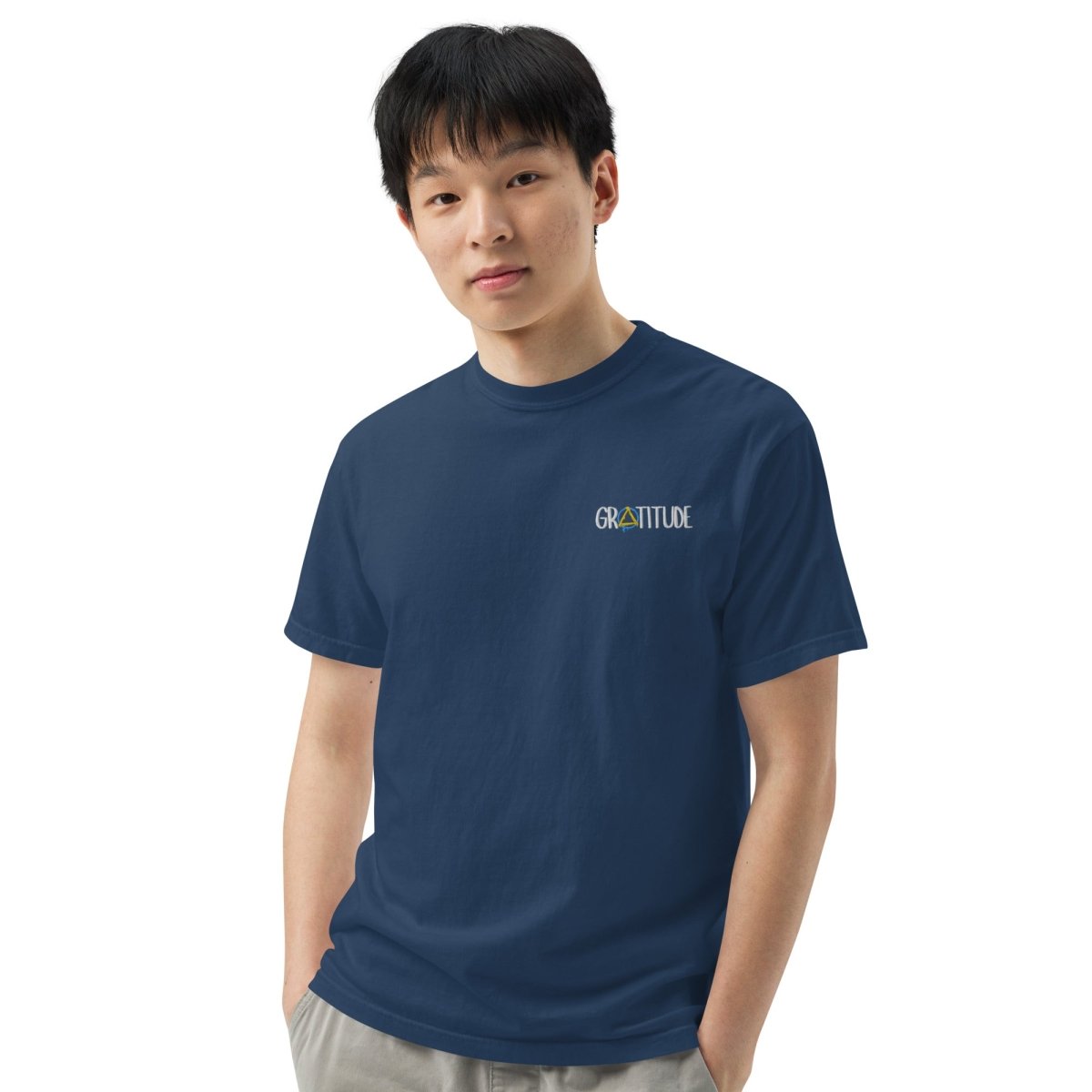 Gratitude Embroidered Heavyweight Unisex T-Shirt - Premium Cotton Crewneck Tee for Men & Women - Perfect for Casual Wear, Gifts, and Everyday Comfort