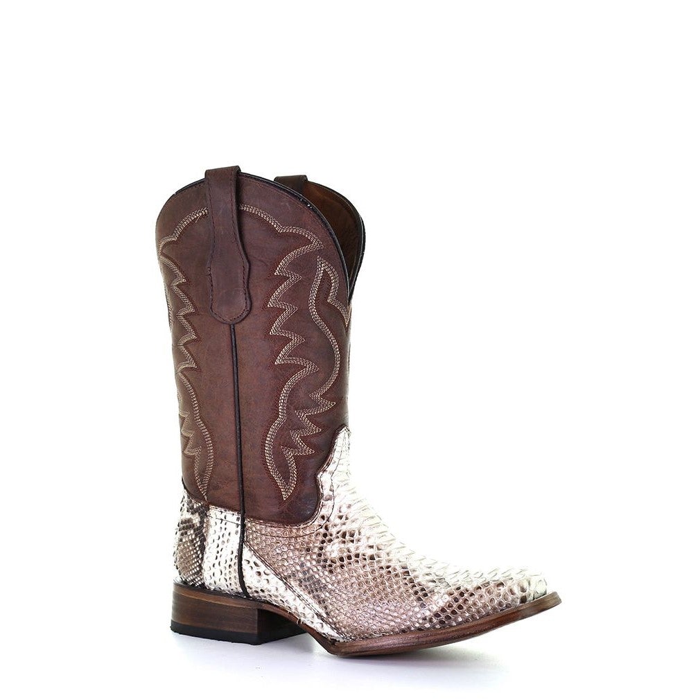 Men's L5740 Corral Natural Western Roper Python Boots - Durable Cowboy Boots for Riding, Rodeo & Country Fashion