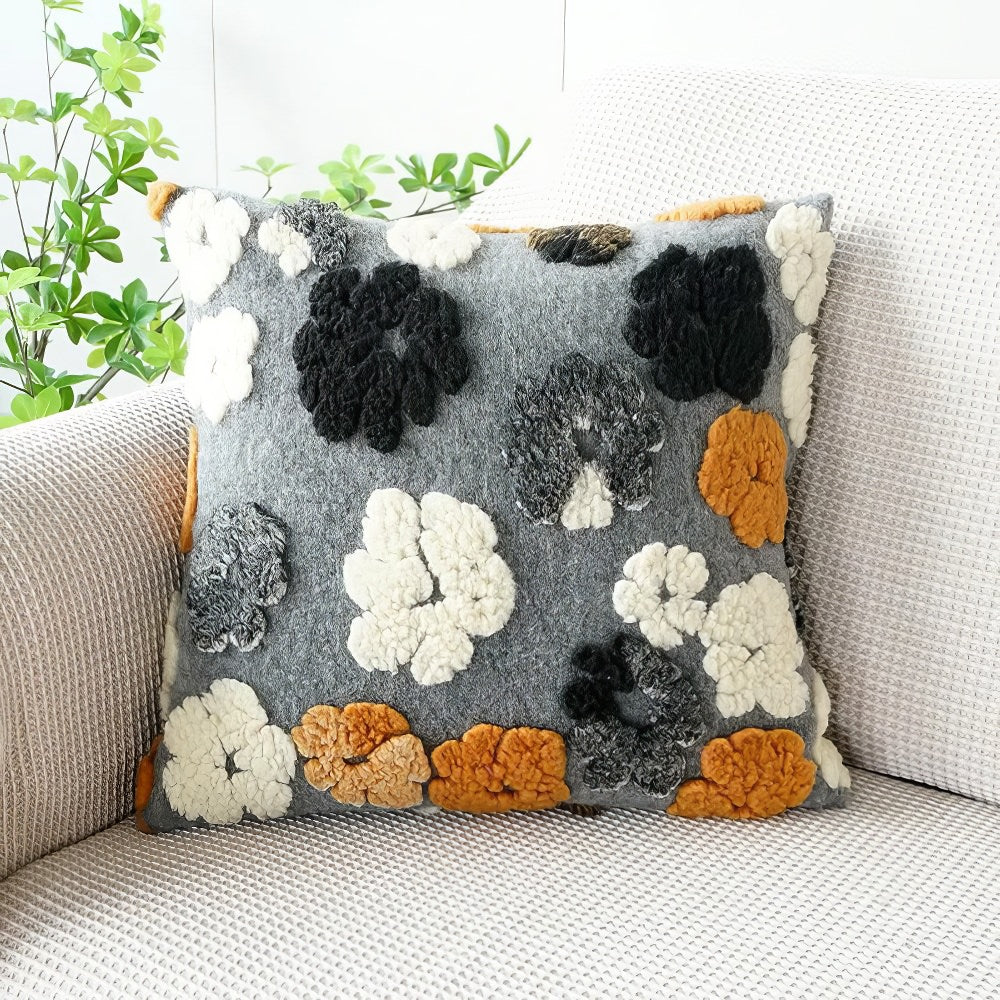 Soft Fluffy Flowers Retro Cushion Cover - Bohemian Home Decor for Sofa, Bed, Chair - Perfect for Living Room, Bedroom & Nursery