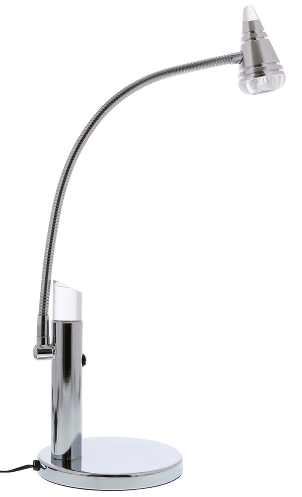 PureOptics LED Adjustable Gooseneck Desk Lamp with Acrylic Accent - 6000K Natural Daylight, Chrome Finish (VLED615) - Perfect for Home Office, Study, Reading & Crafting