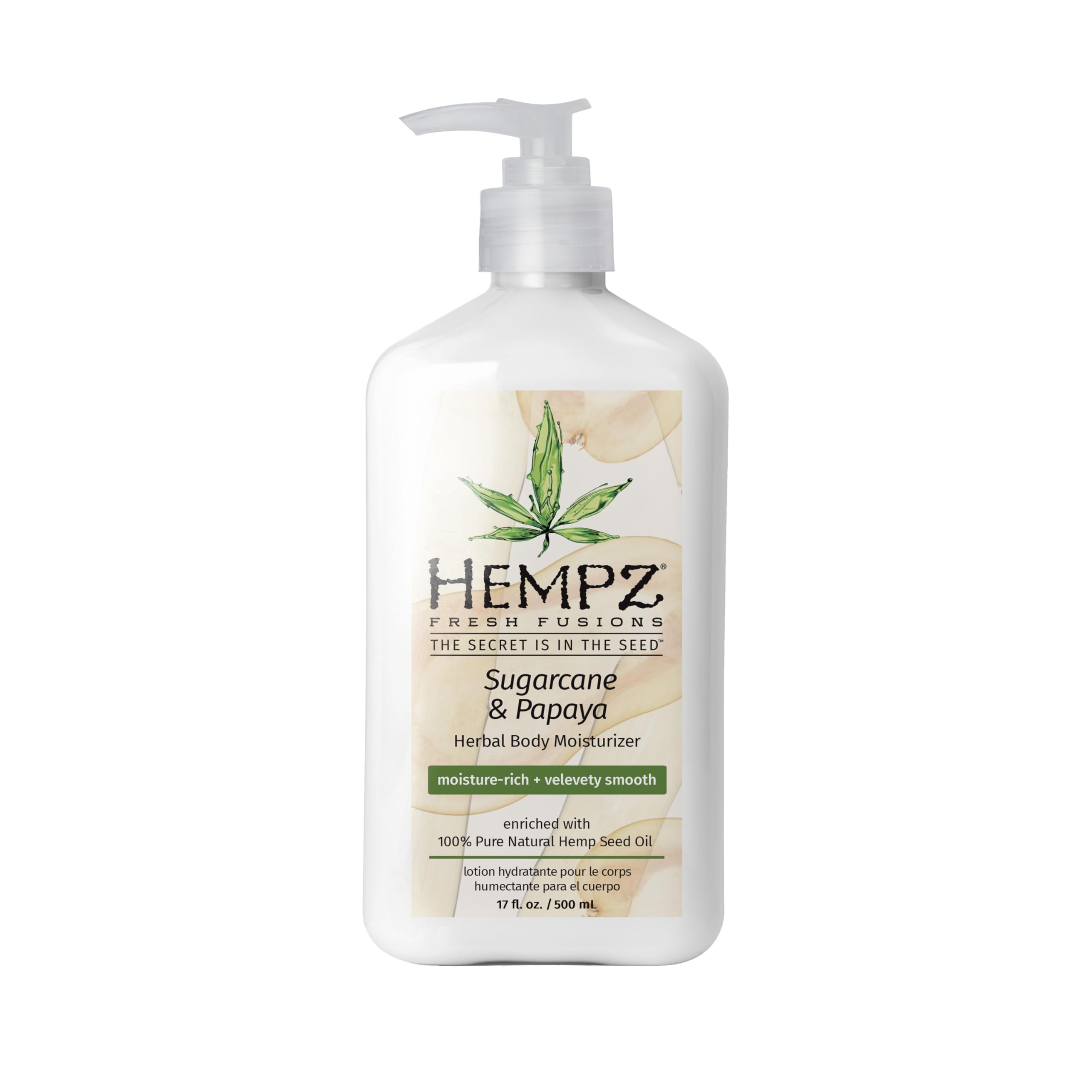 Hempz Herbal Body Moisturizer with Sugarcane & Papaya - 17 oz Hydrating Lotion for Dry Skin - Perfect for Daily Use, After Shower & Spa Treatments