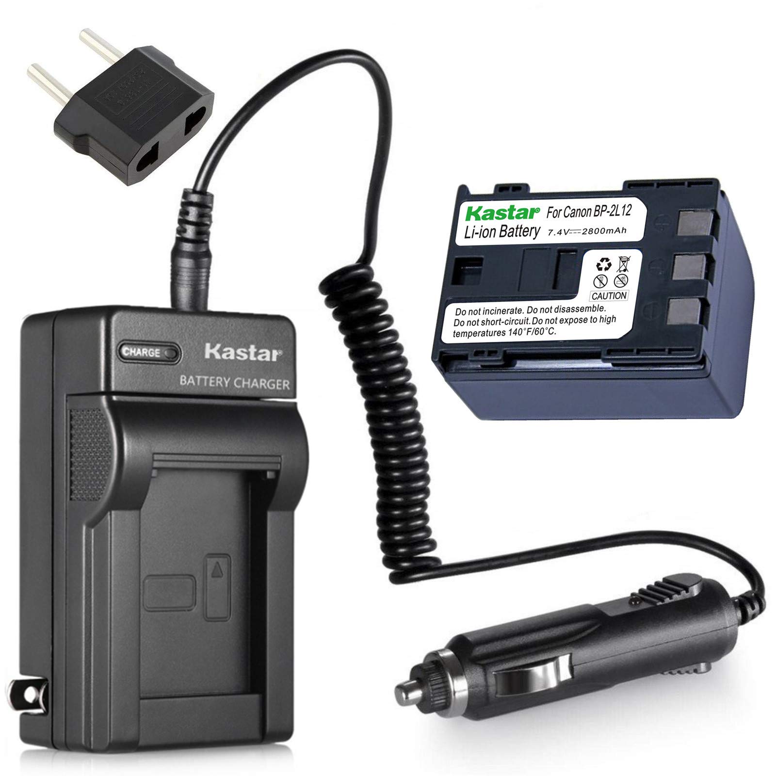 Kastar BP-2L12 Replacement Battery and Charger with Car Adapter for Canon ZR700 Camcorder - Power Solution for Travel Vlogging & Outdoor Filming