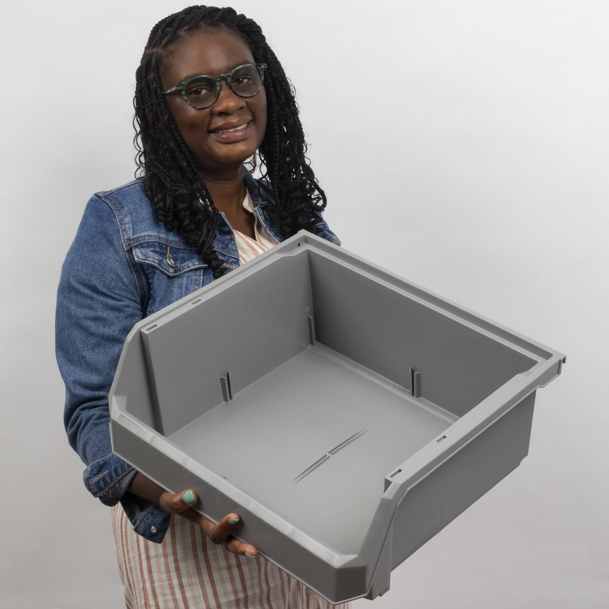 Stackable Plastic Storage Bins - 4-Pack Extra Large (14.8
